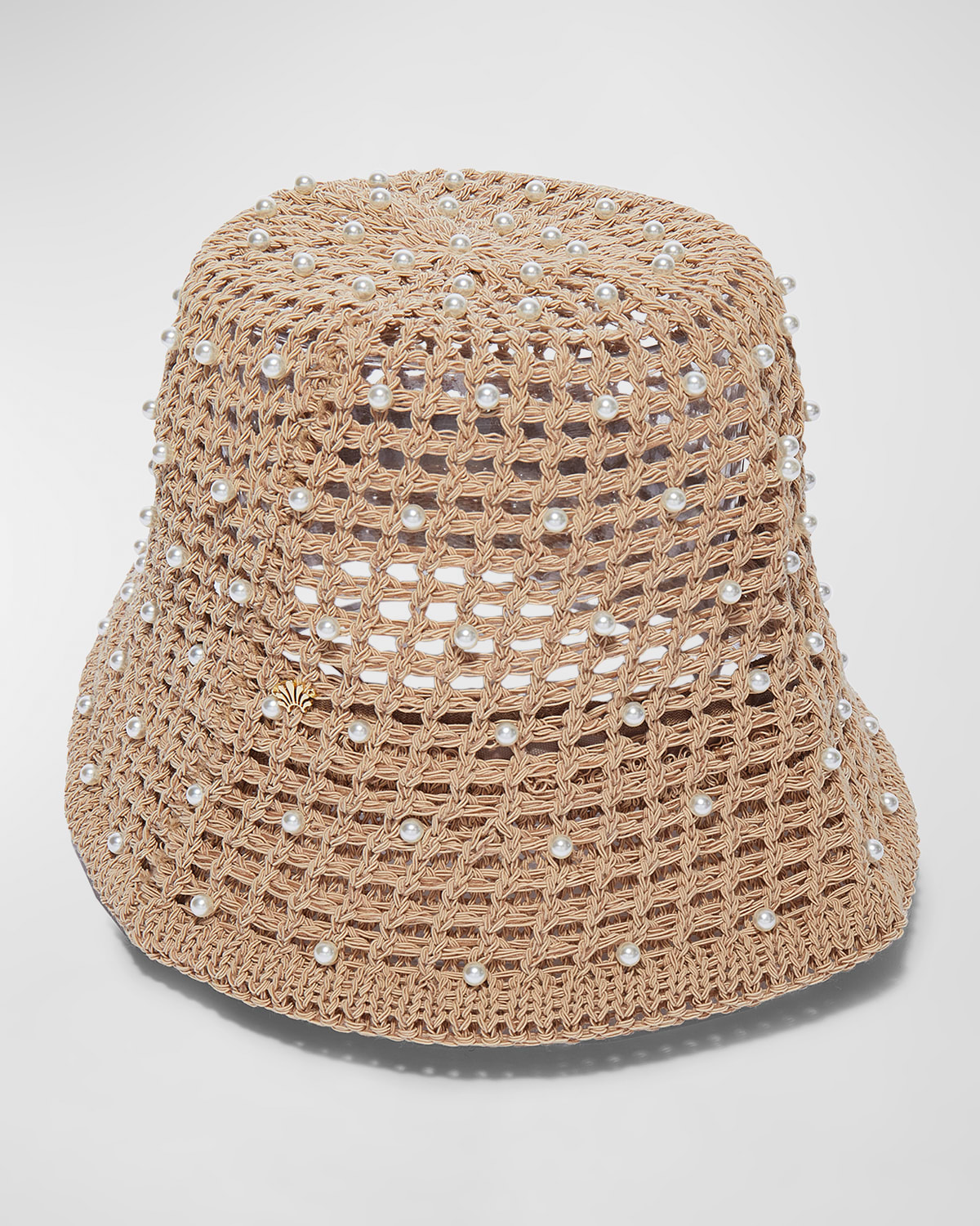 Lele Sadoughi Women's Open Weave Pearl Embellished Bucket Hat In Beige/white