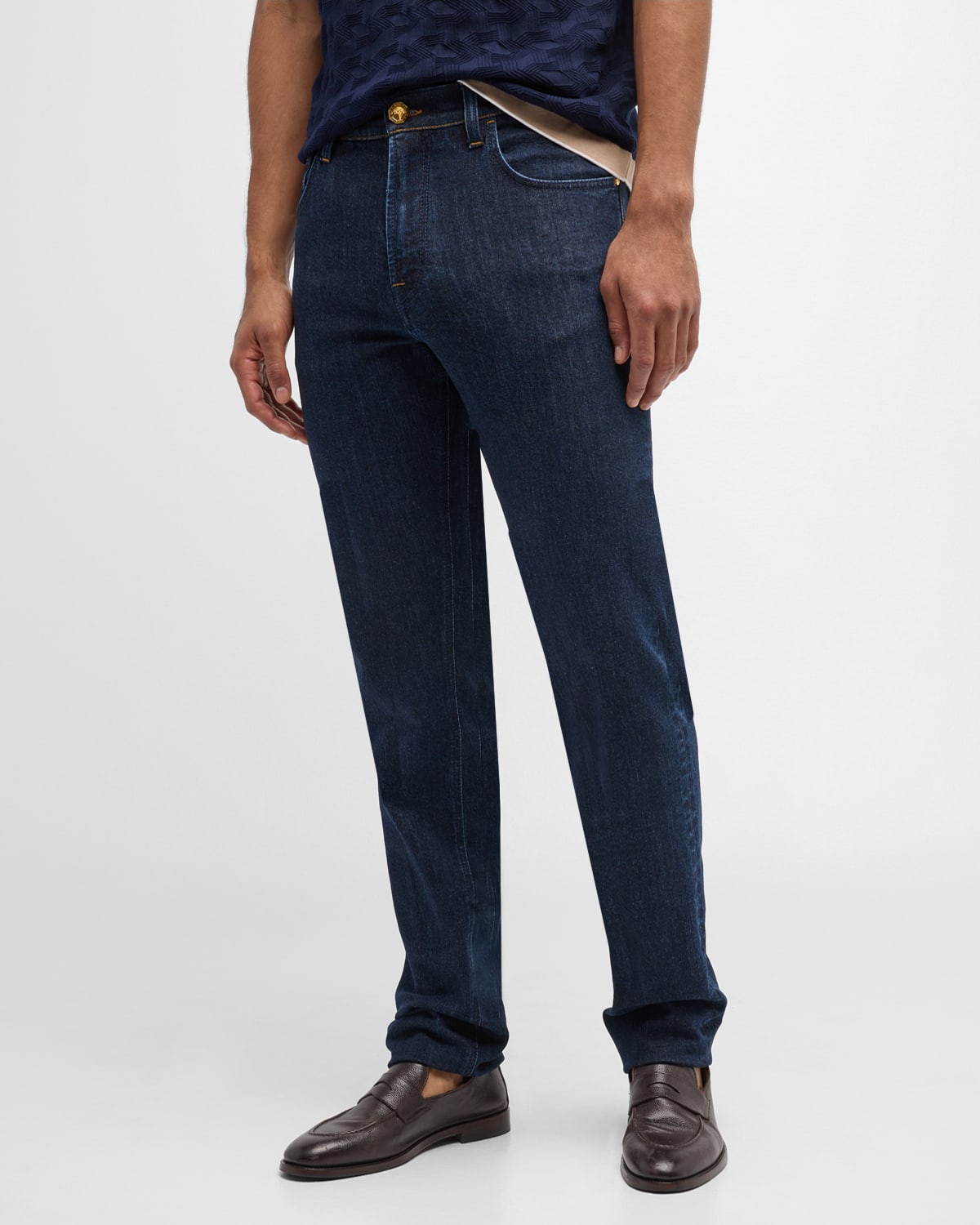 Men's Straight-Leg Dark Wash Denim Jeans