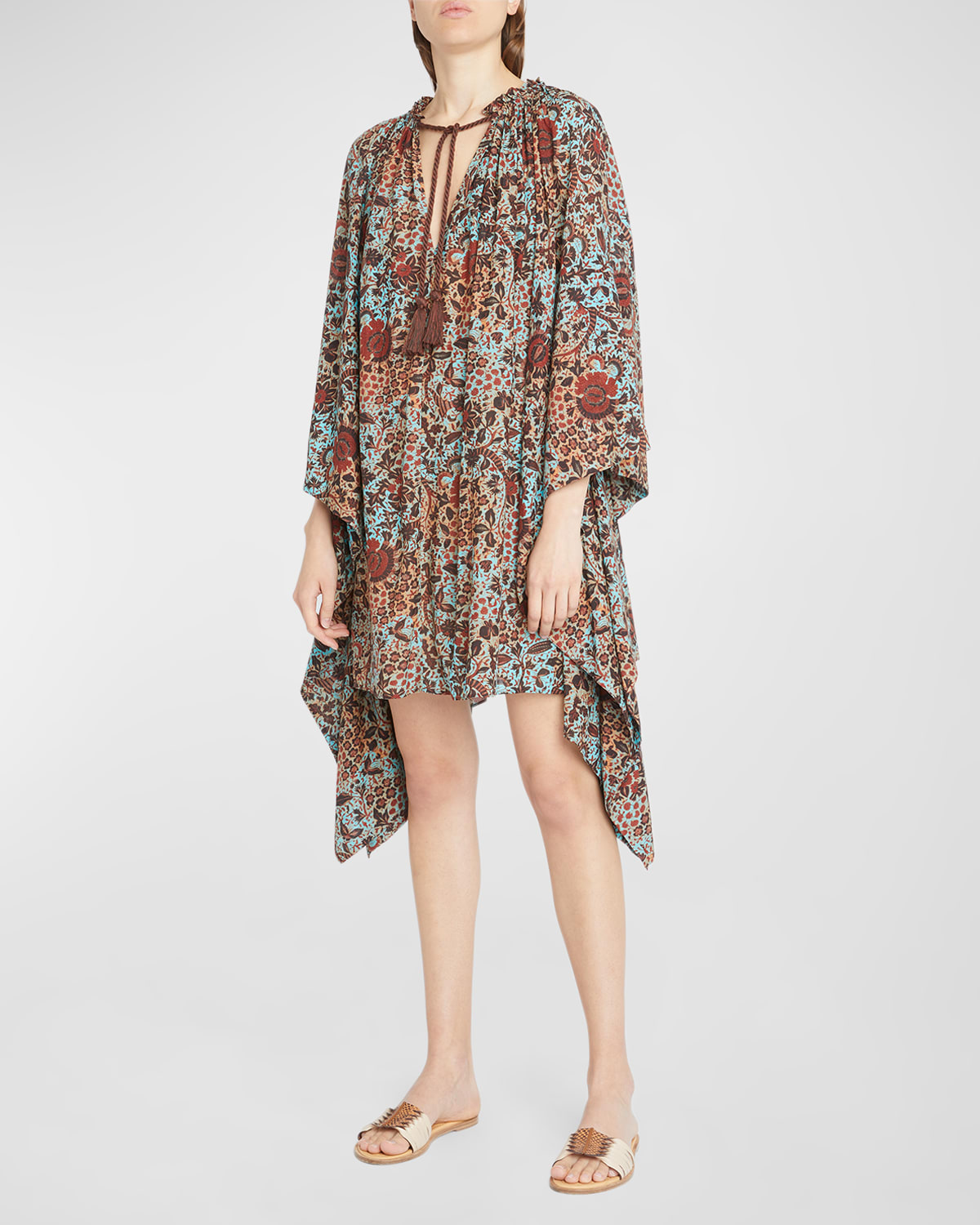 Ulla Johnson Women's Amalia Floral Cotton-blend Cover-up Poncho In Lapis