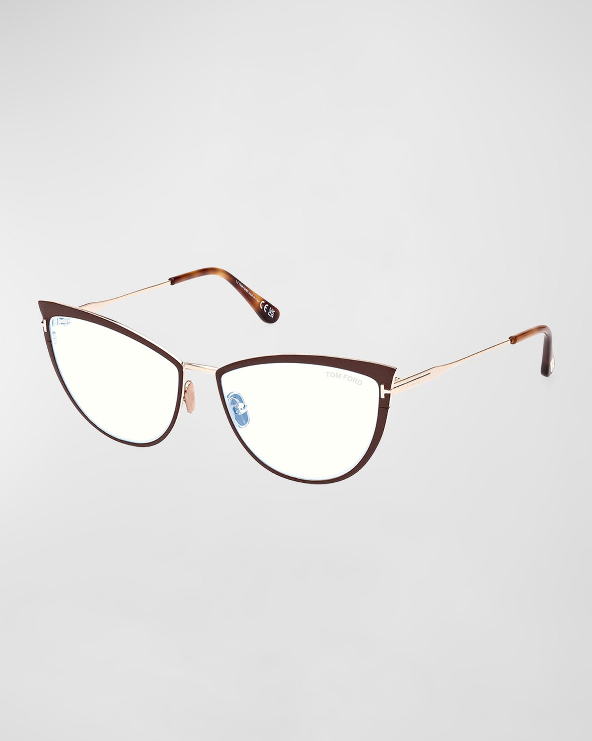 Tom Ford Blue Light Blocking Metal Alloy Acetate Cat-eye Glasses
