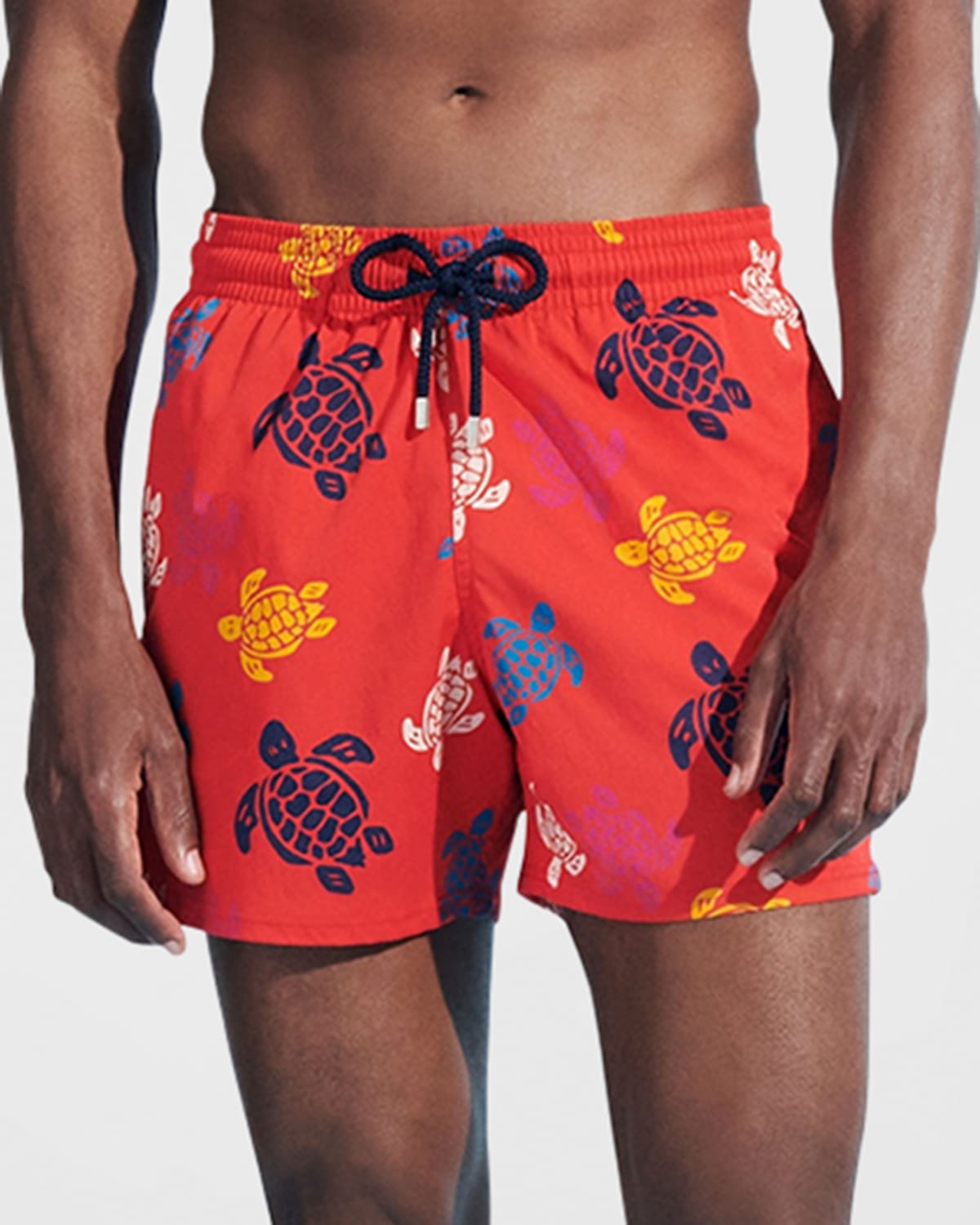 Shop Vilebrequin Men's Ronde Des Tortues Multicolor Swim Trunks In Coquelicot