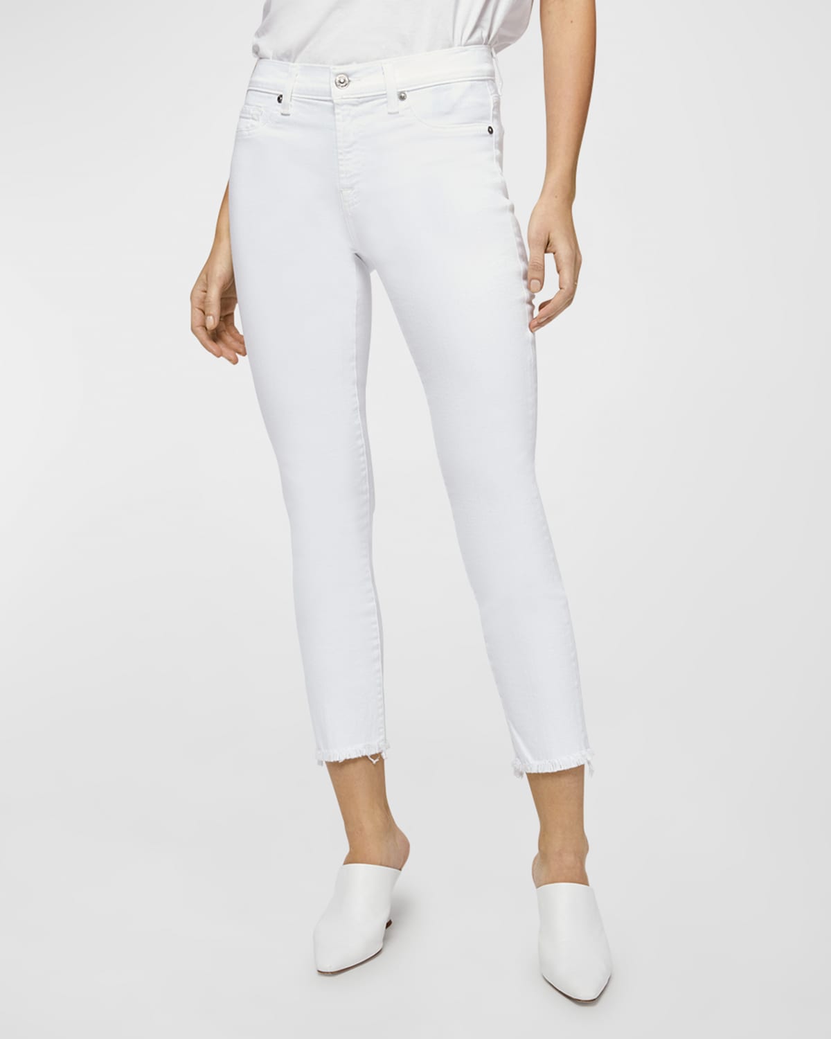 7 For All Mankind Women's Roxanne Mid-rise Slim Ankle Jeans In White