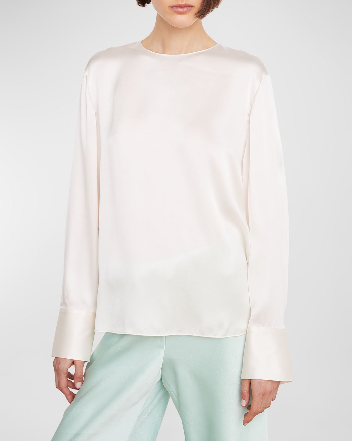 Vince Long Sleeve Silk Top In Chiffon