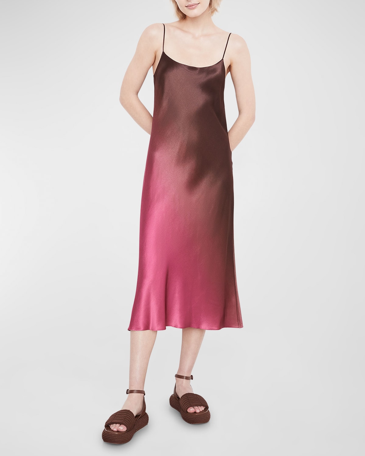 Ombre Printed Midi Slip Dress