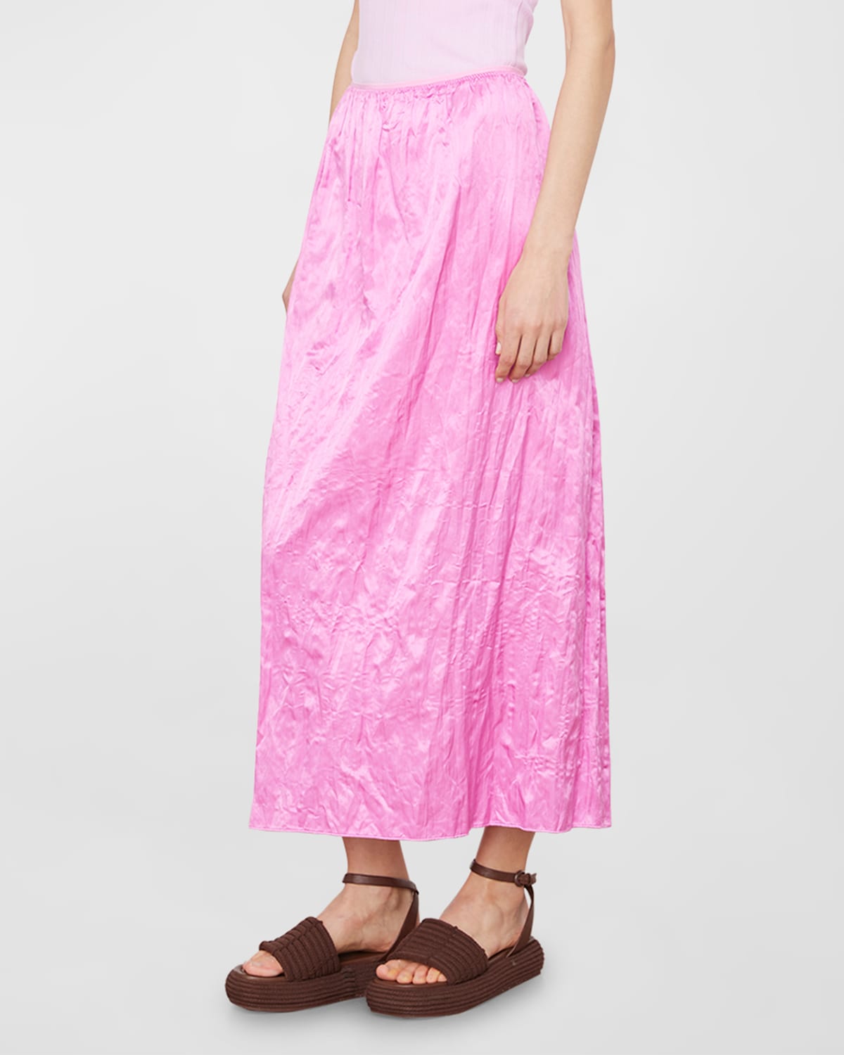 Vince Crinkle Satin Maxi Skirt In Rosea