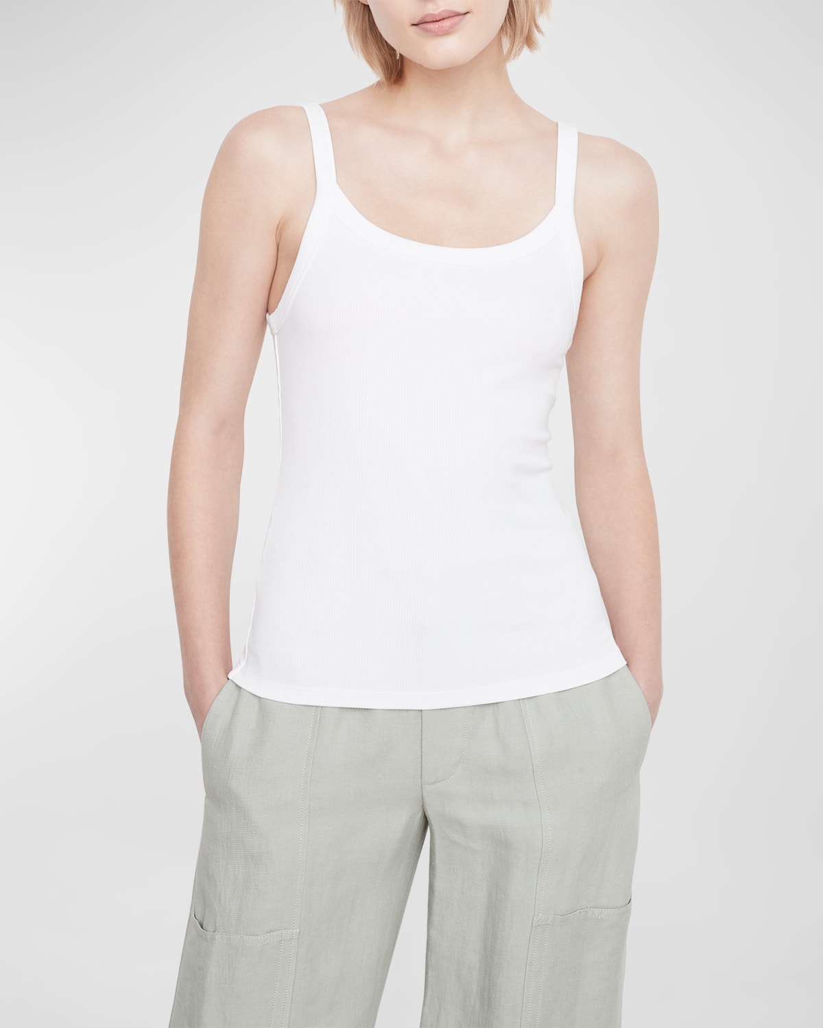 Vince Scoop-neck Camisole Top In Optic White
