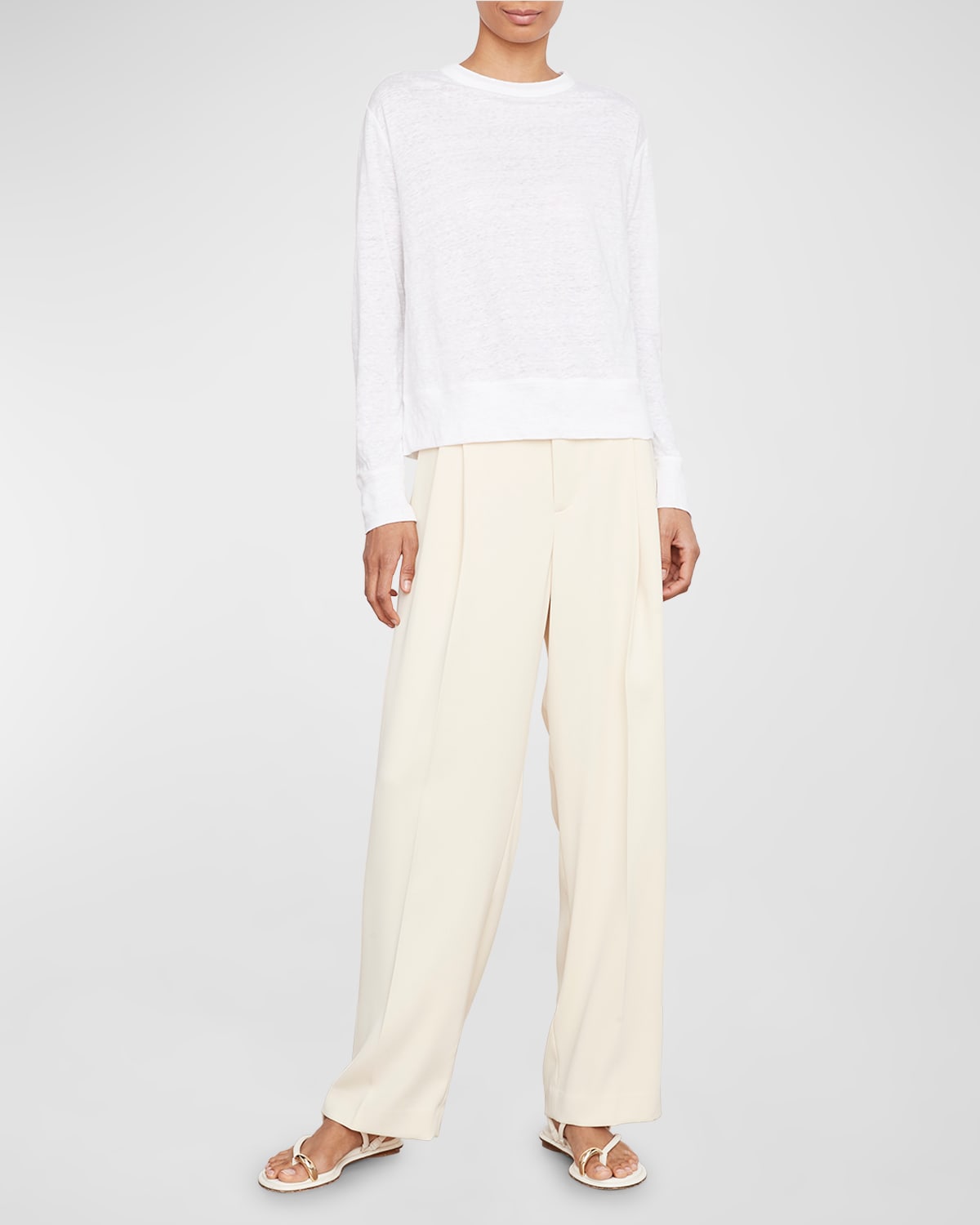 Vince Womens Pampas Stripe Stripe-pattern Curved-hem Woven Shirt In Optic White