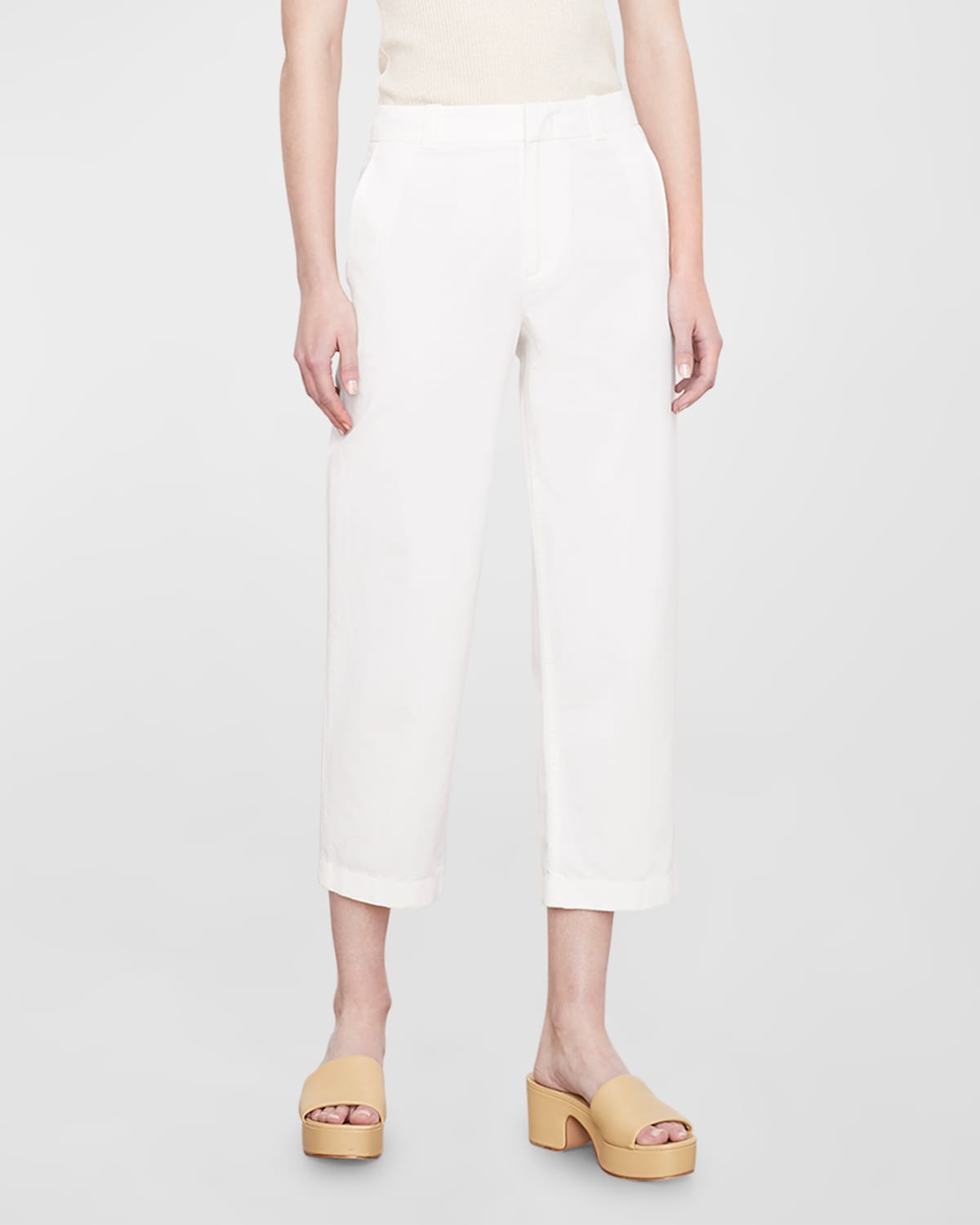 VINCE MID-RISE WASHED COTTON CROPPED PANTS