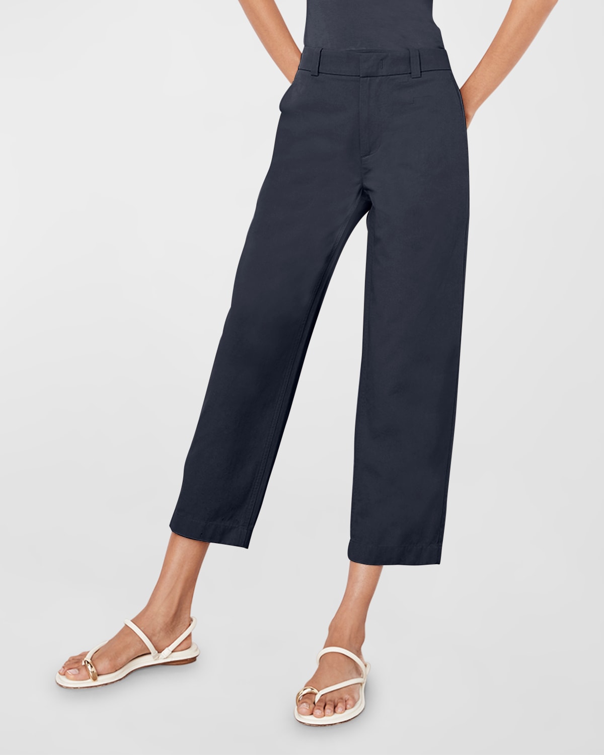 Vince Mid-rise Washed Cotton Cropped Pants In Pale Wheat