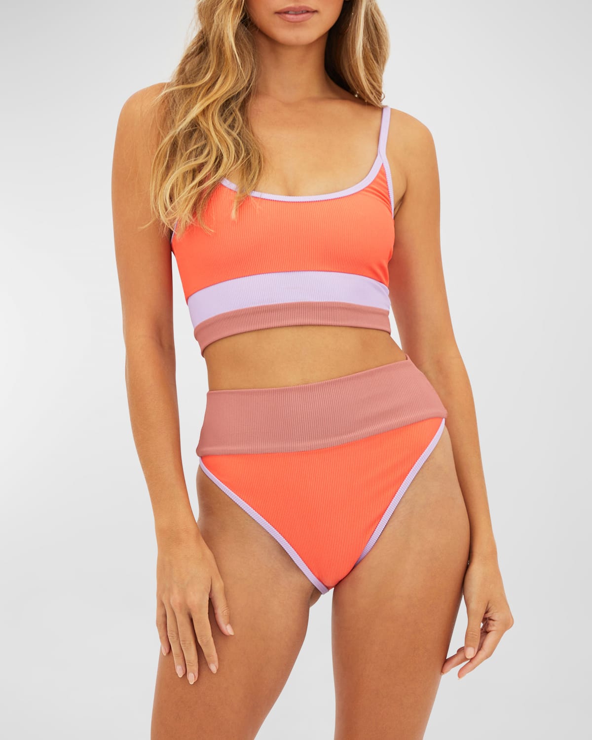 Eva Ribbed Colorblock Bikini Top