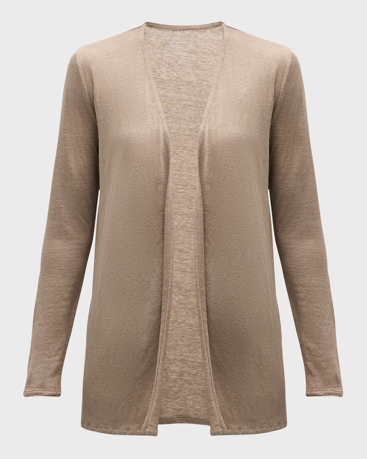 Majestic Stretch Linen Open-front Cardigan In Desert