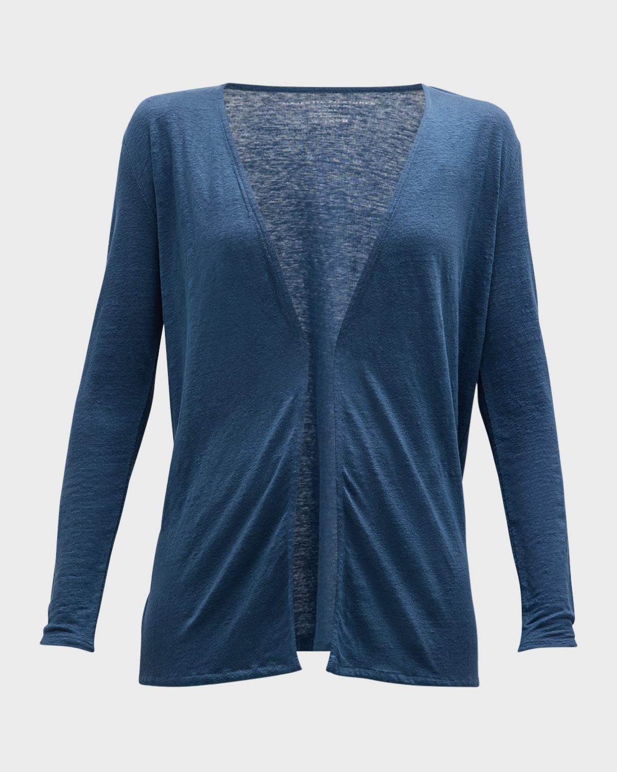 Majestic Stretch Linen Open-front Cardigan In Bleu Taormina