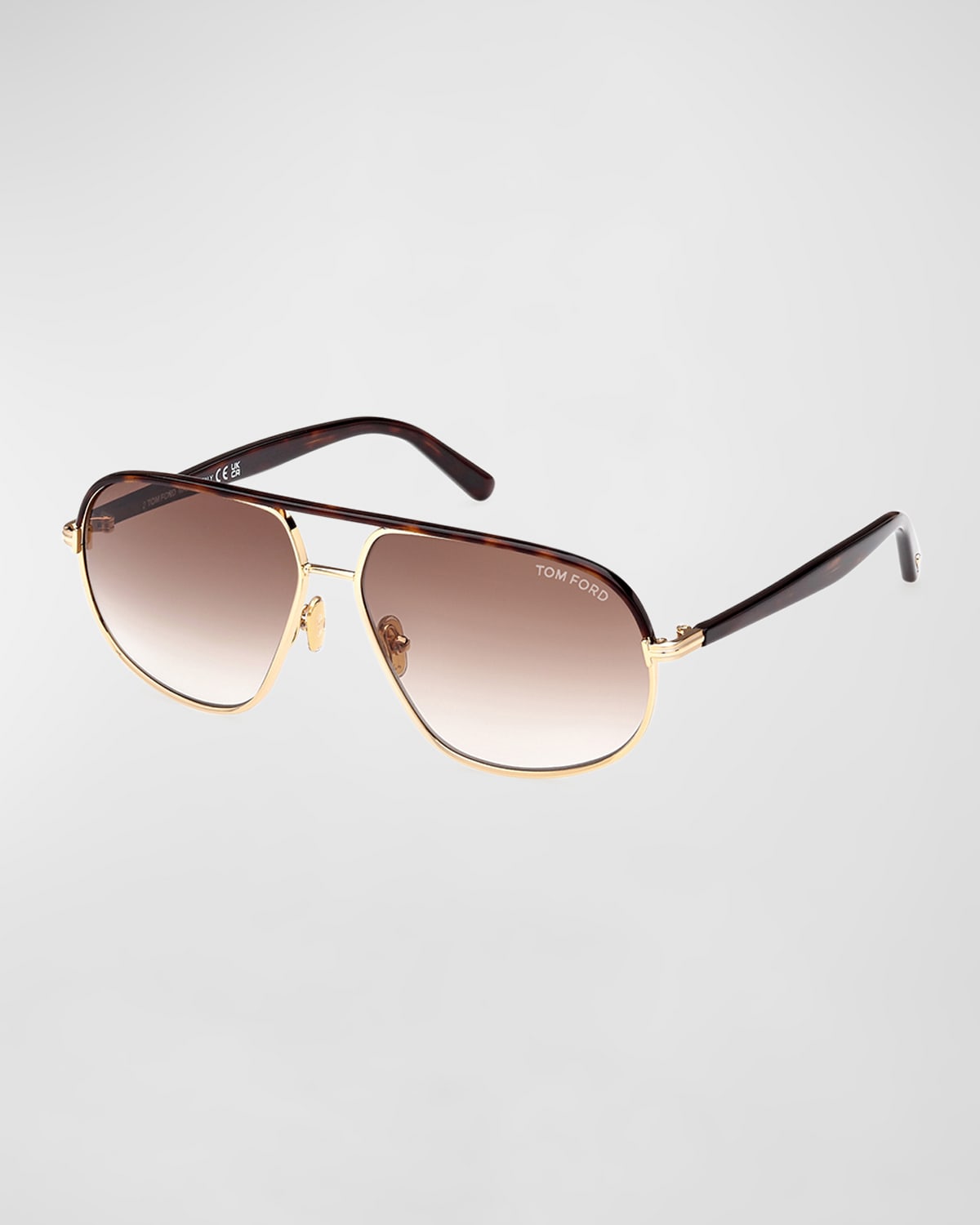 Tom Ford Men's Maxwell Double-bridge Aviator Sunglasses In Gold Brown