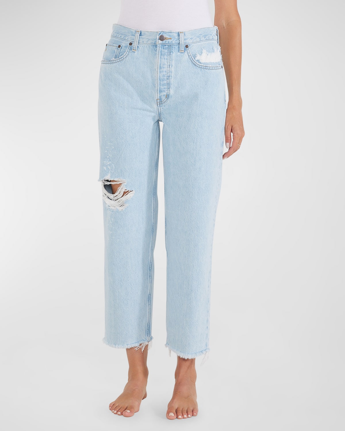 Tyler Distressed Straight Crop Jeans