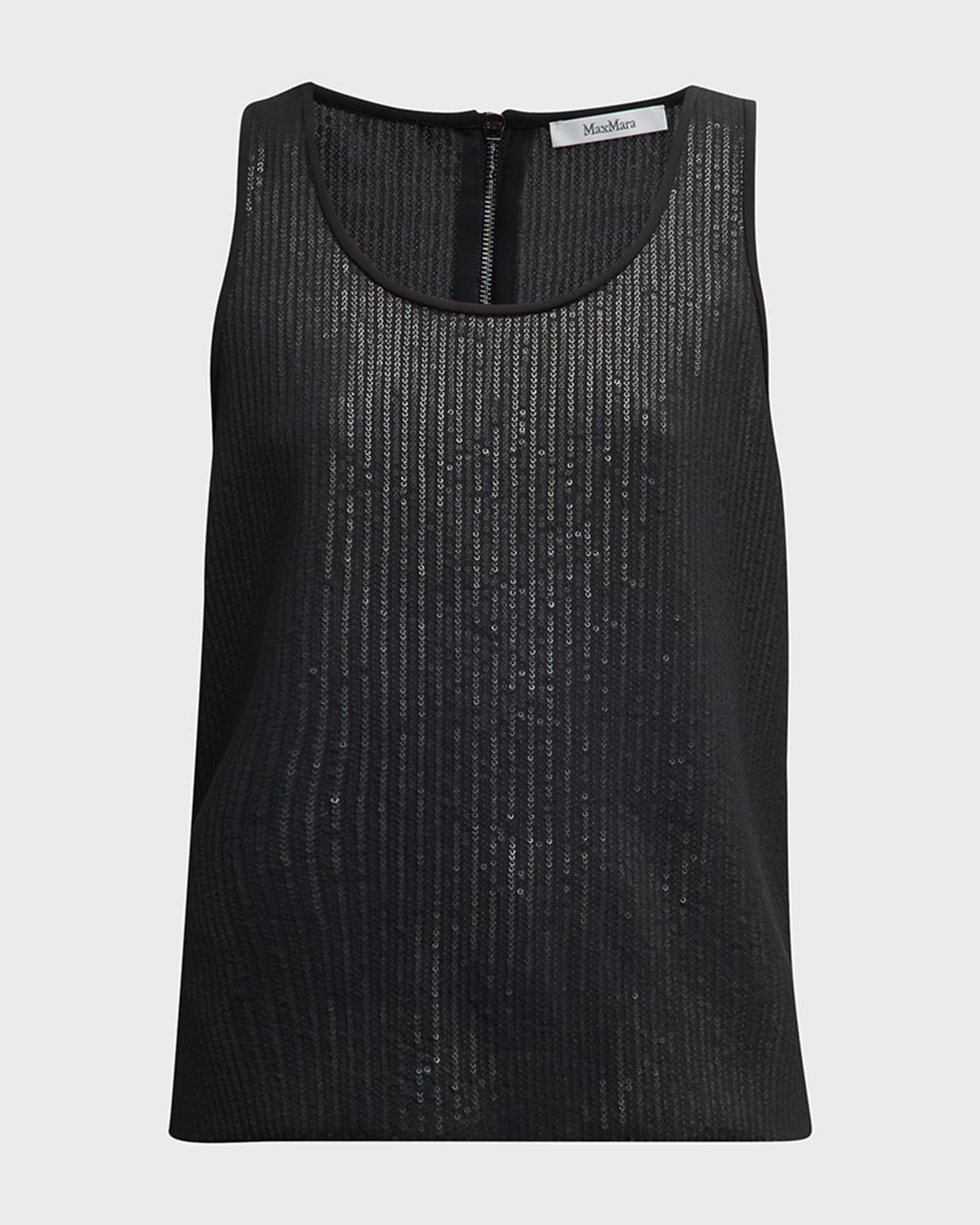 Max Mara Pistoia Sequin Scoop-neck Tank Top In Black