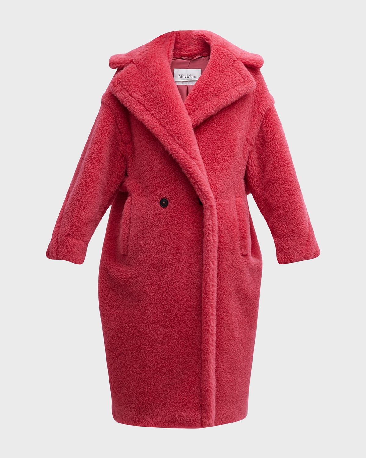 Shop Max Mara Tedgirl Alpaca Shearling Long Coat In Raspberry