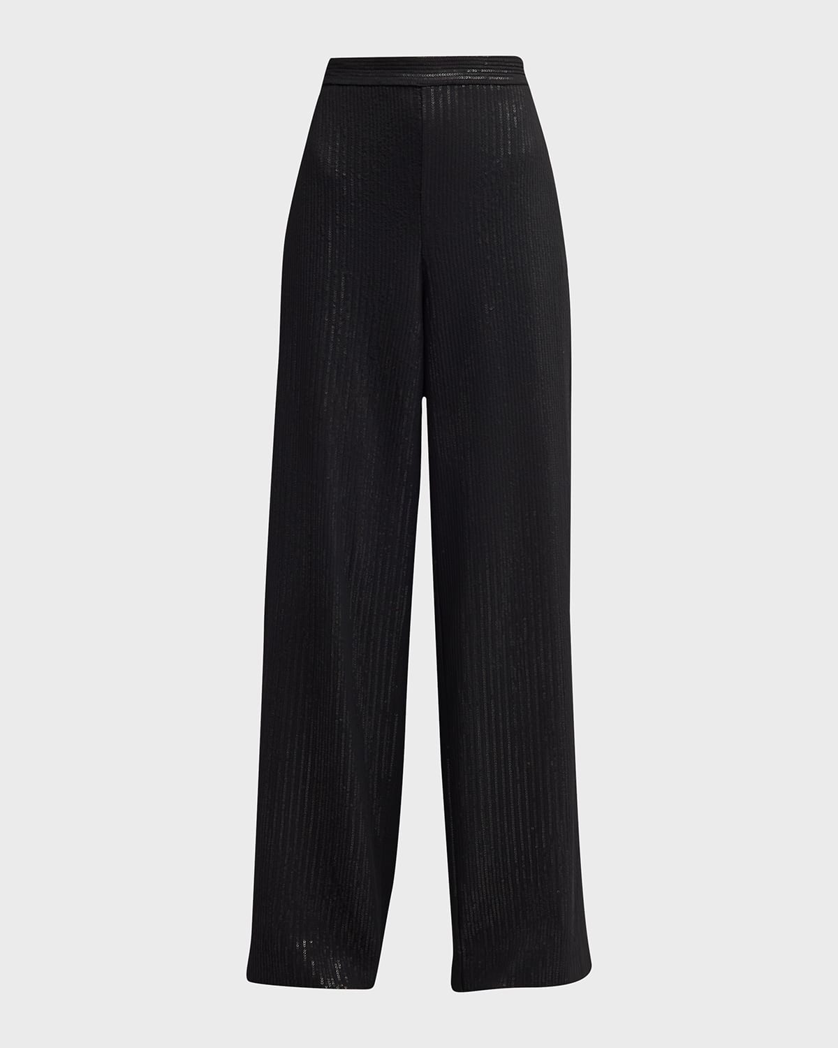 Max Mara Stelvio Ribbed Wide-leg Pants In Black