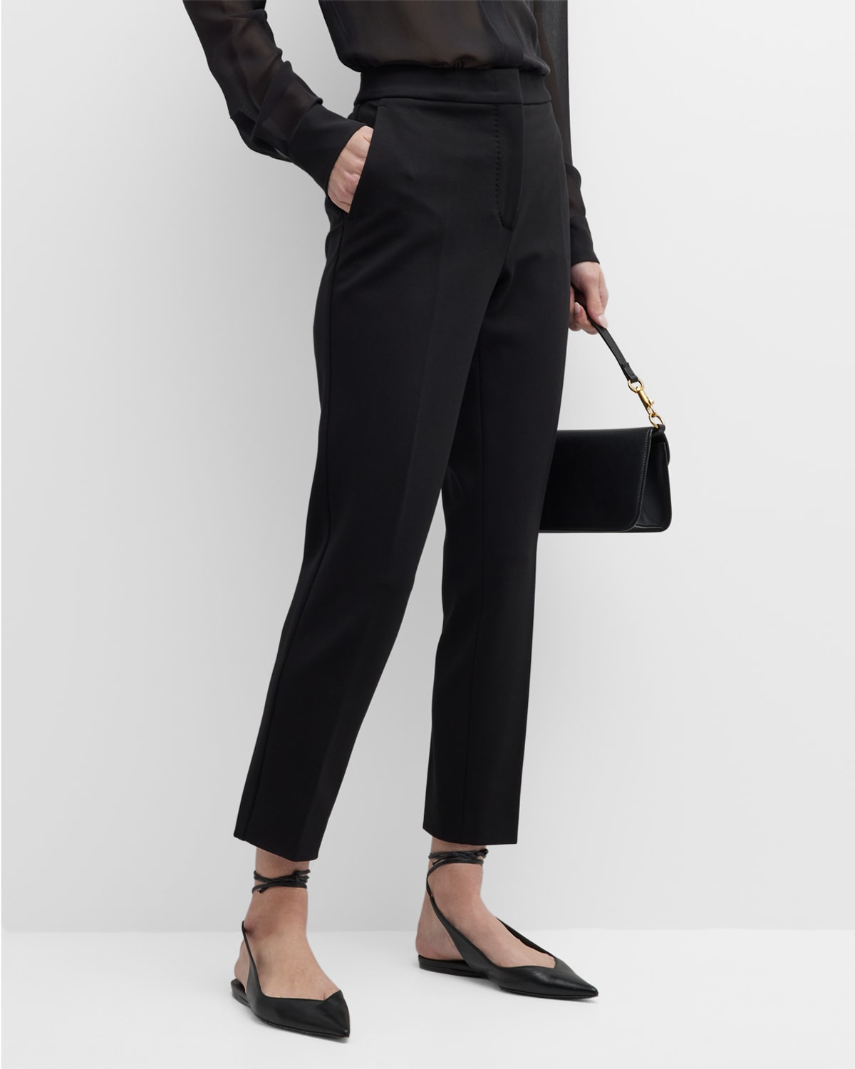 Max Mara Pegno Straight-leg Tailored Pants In Black