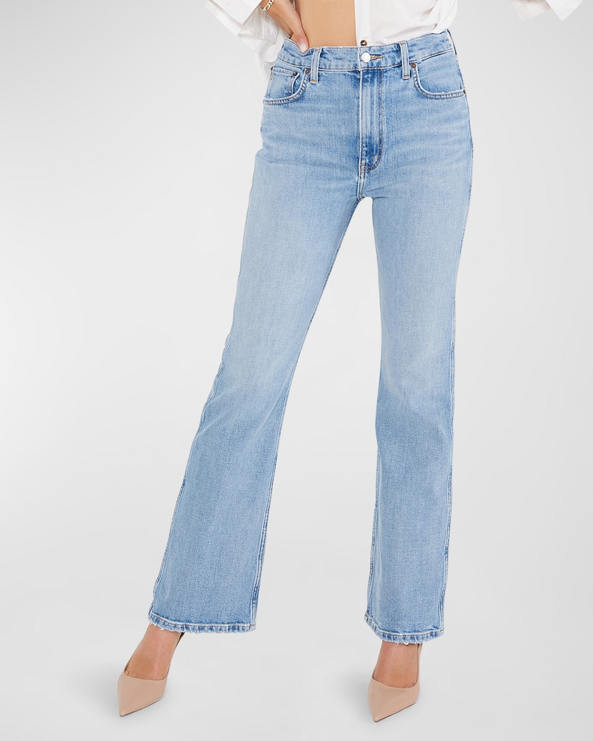 Etica Anya Modern Slim Flared Jeans In River Cliff
