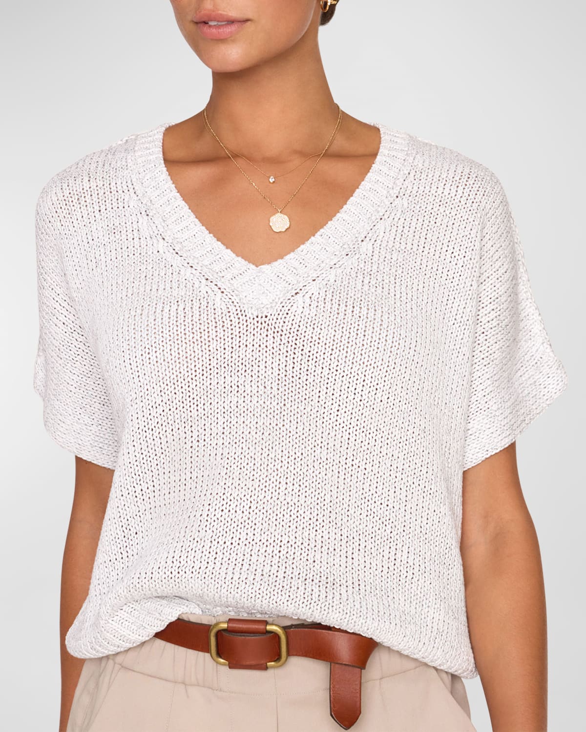 Shop Brochu Walker Gaia Dolman-sleeve Shimmer Sweater In Glacier White