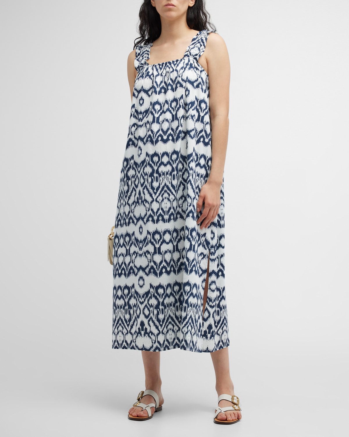 Brochu Walker Serena Sleeveless Ikat-Print Midi Dress