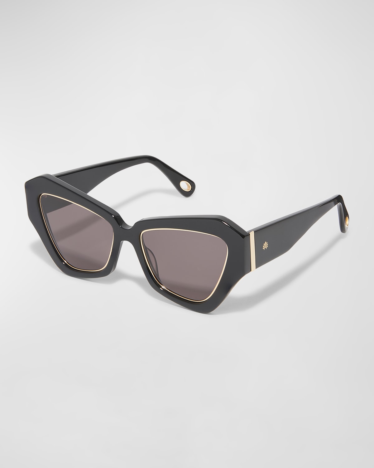 Shop Lele Sadoughi Lara Acetate Wide Cat-eye Sunglasses In Jet Gold