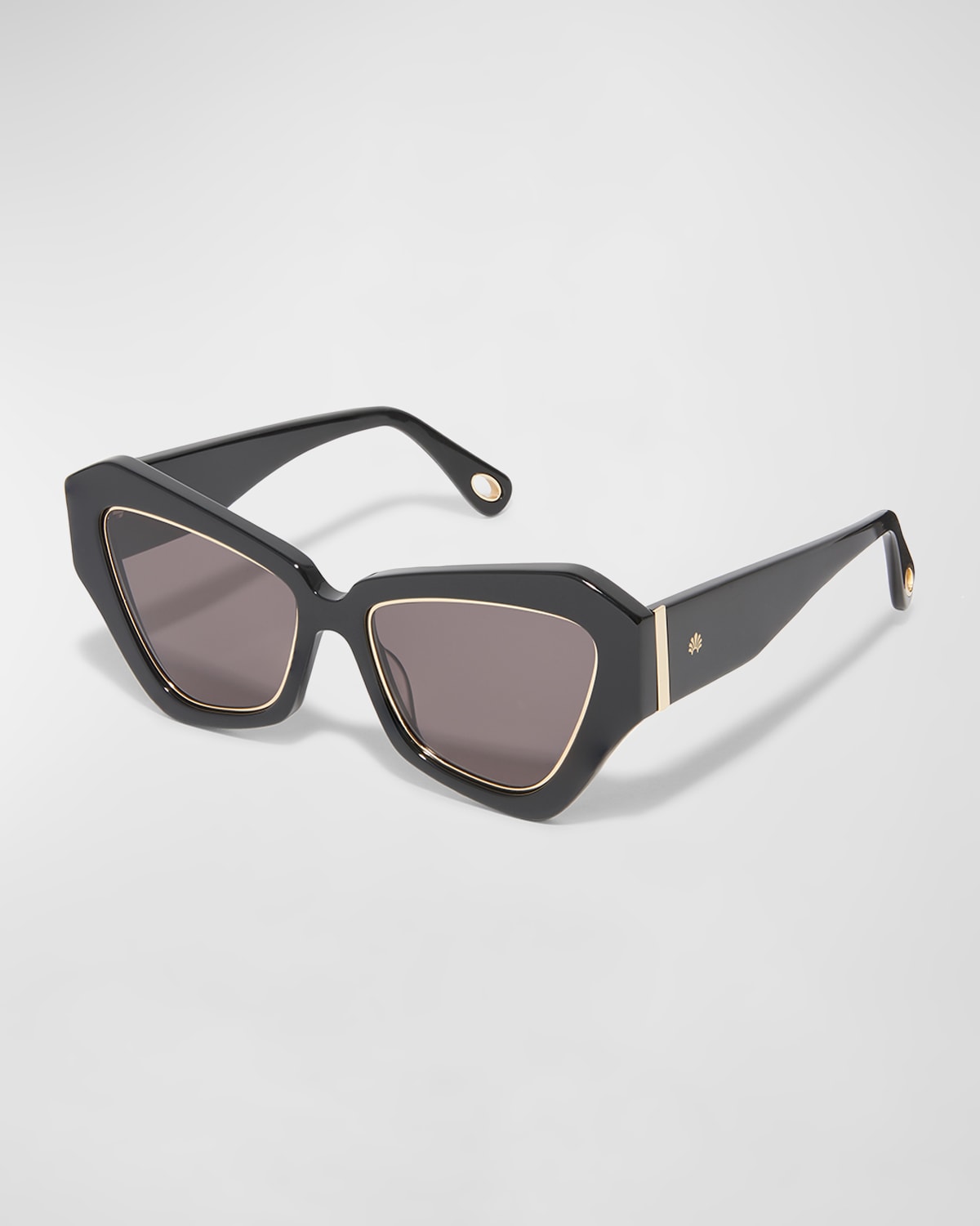 Lele Sadoughi Lara Wide Cateye Sunglasses In Jet Gold