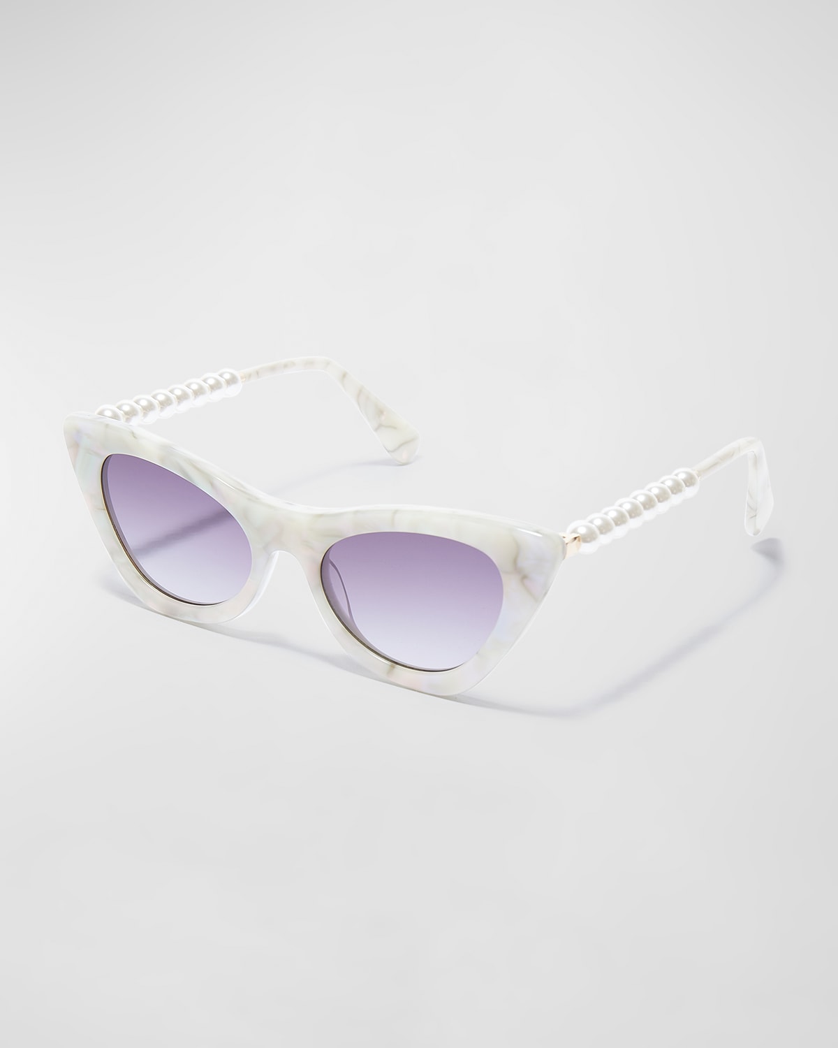 Lele Sadoughi Downtown Pearly Acetate Cat-eye Sunglasses In Mother Of Pearl