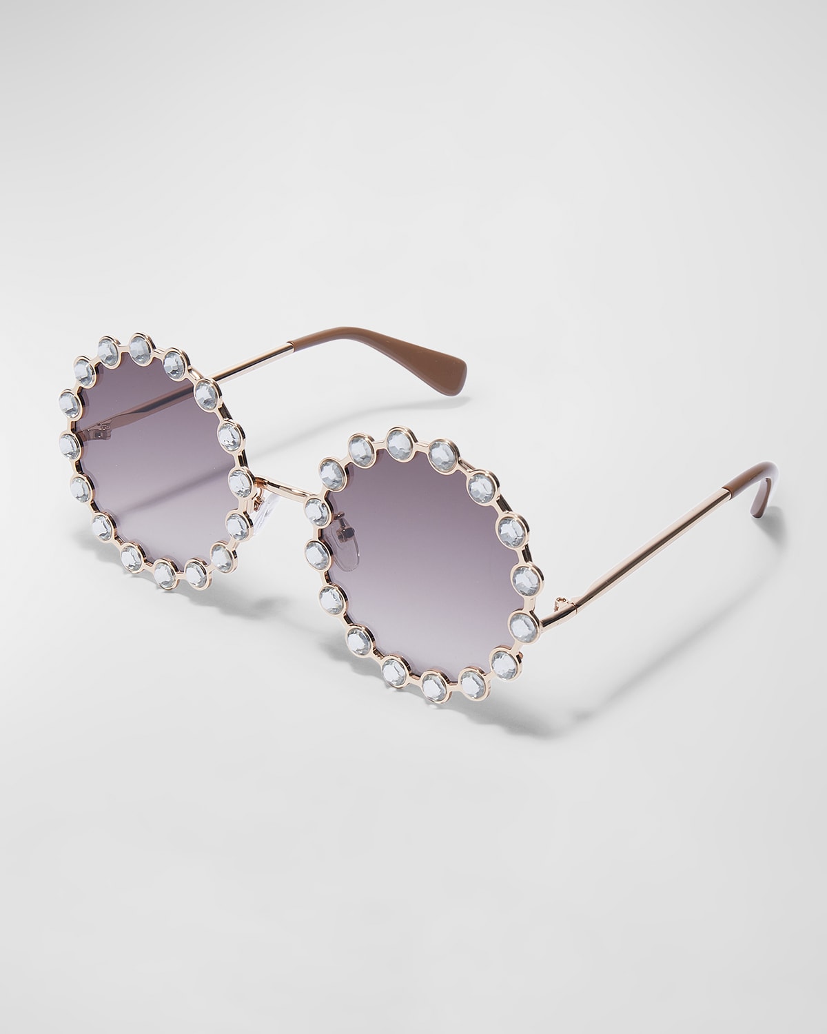 Elton Round Gold-Plated Metal Sunglasses