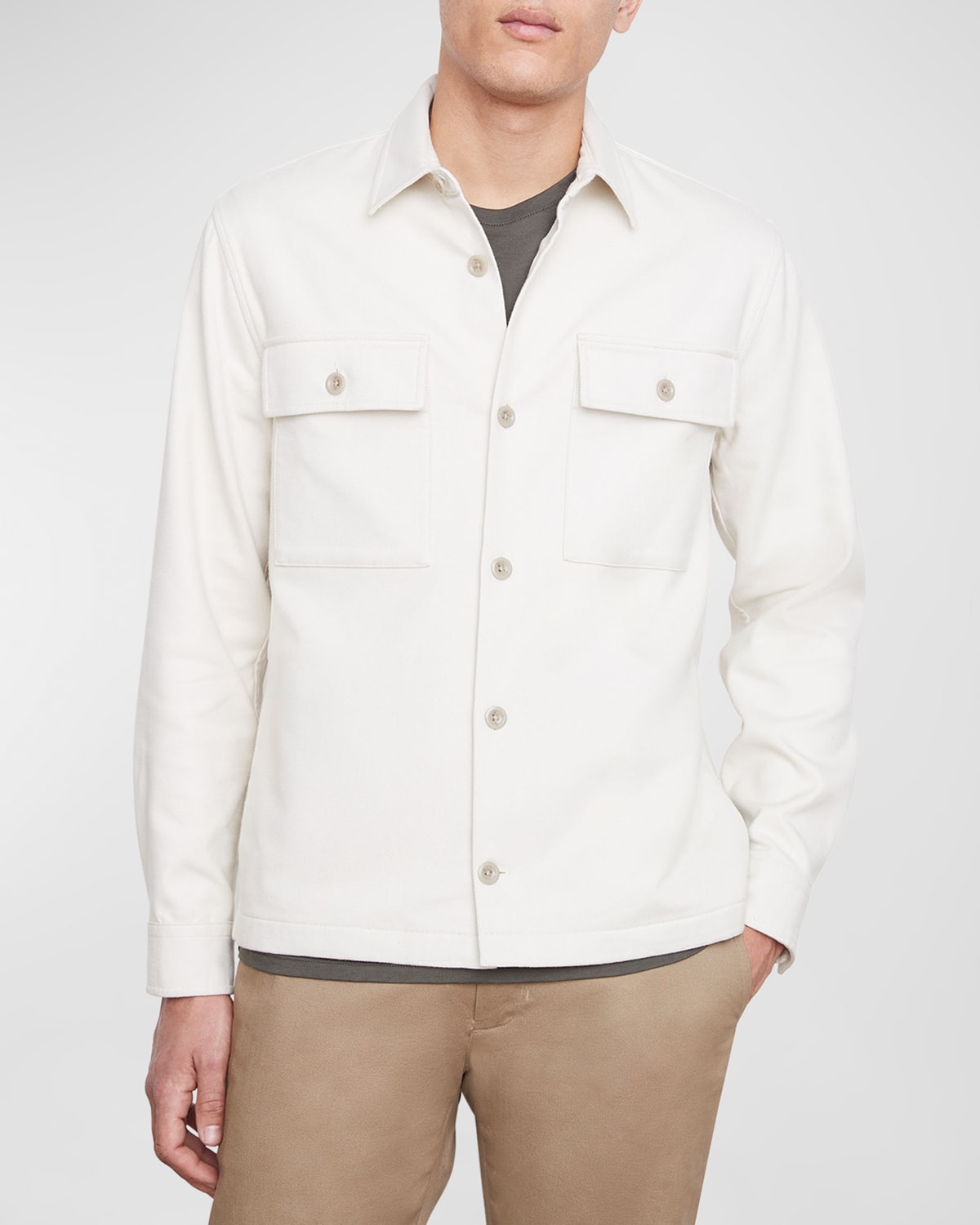 Vince Double Face Workwear Button-up Shirt In White