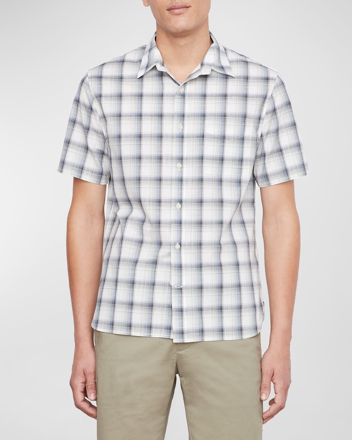 Vince Atwater Plaid Regular Fit Shirt In Celery