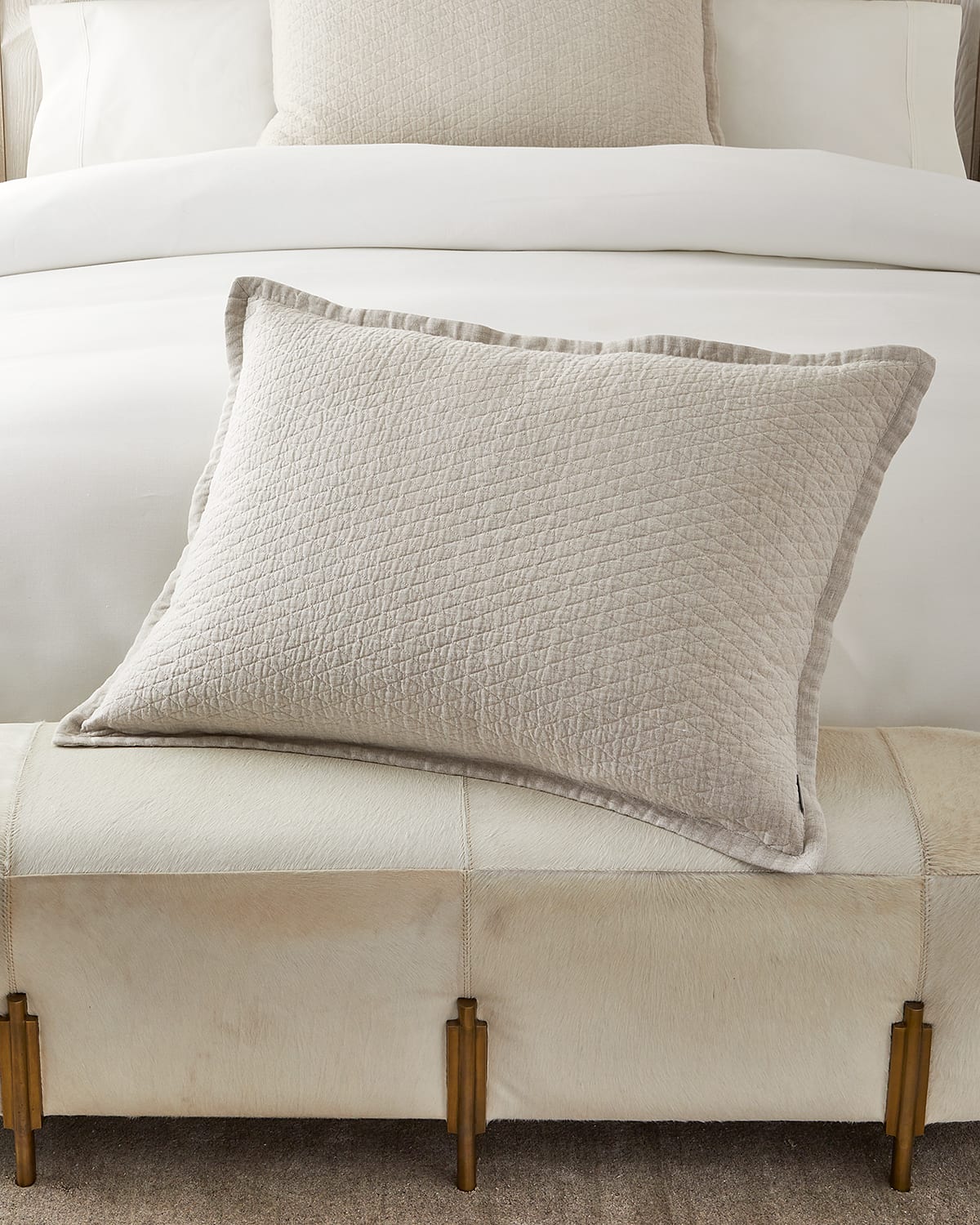 Lili Alessandra Dove Diamond Quilted Luxe Euro Pillow In Neutral