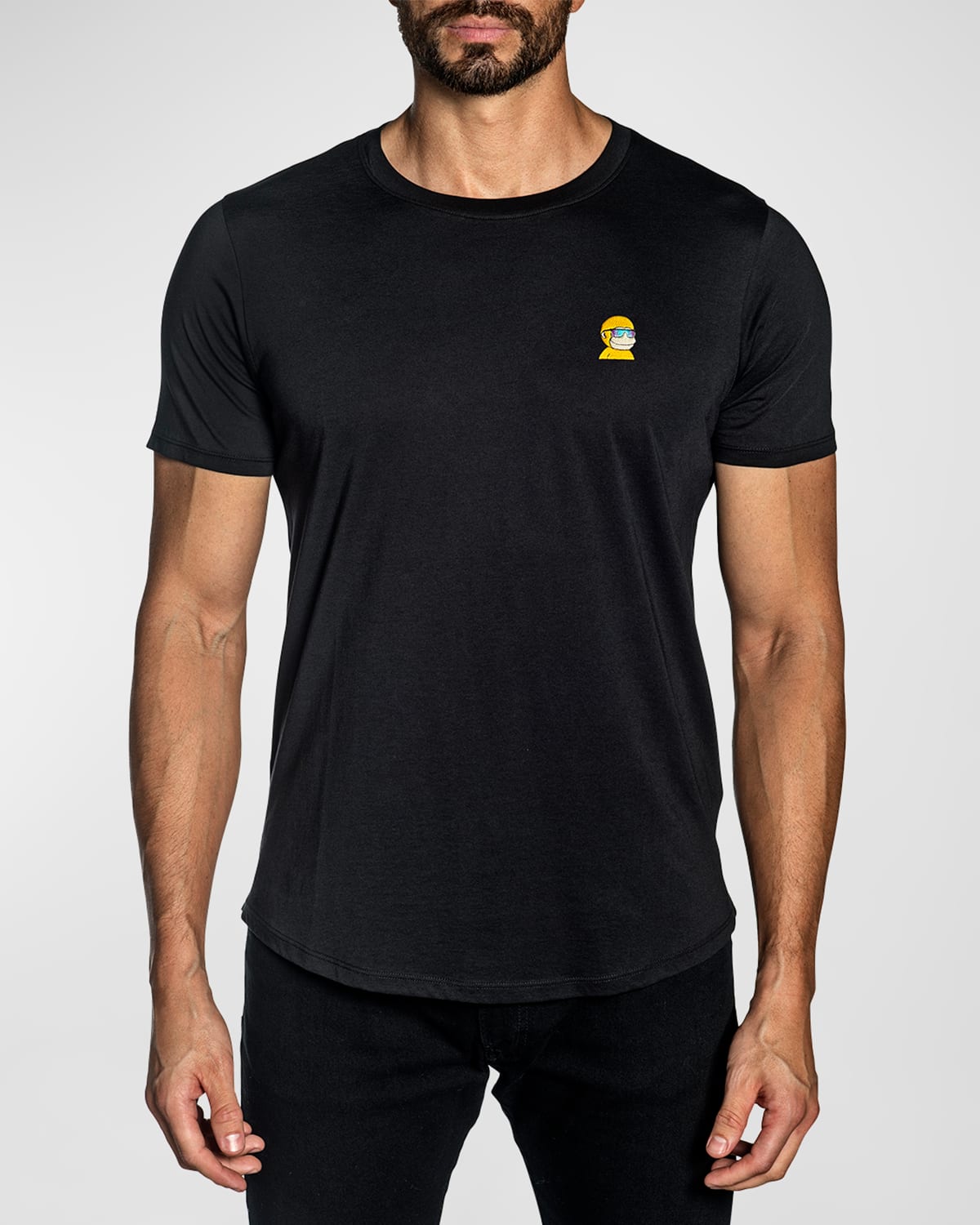 Shop Jared Lang Men's Nft Embroidered Pima Cotton T-shirt In Black