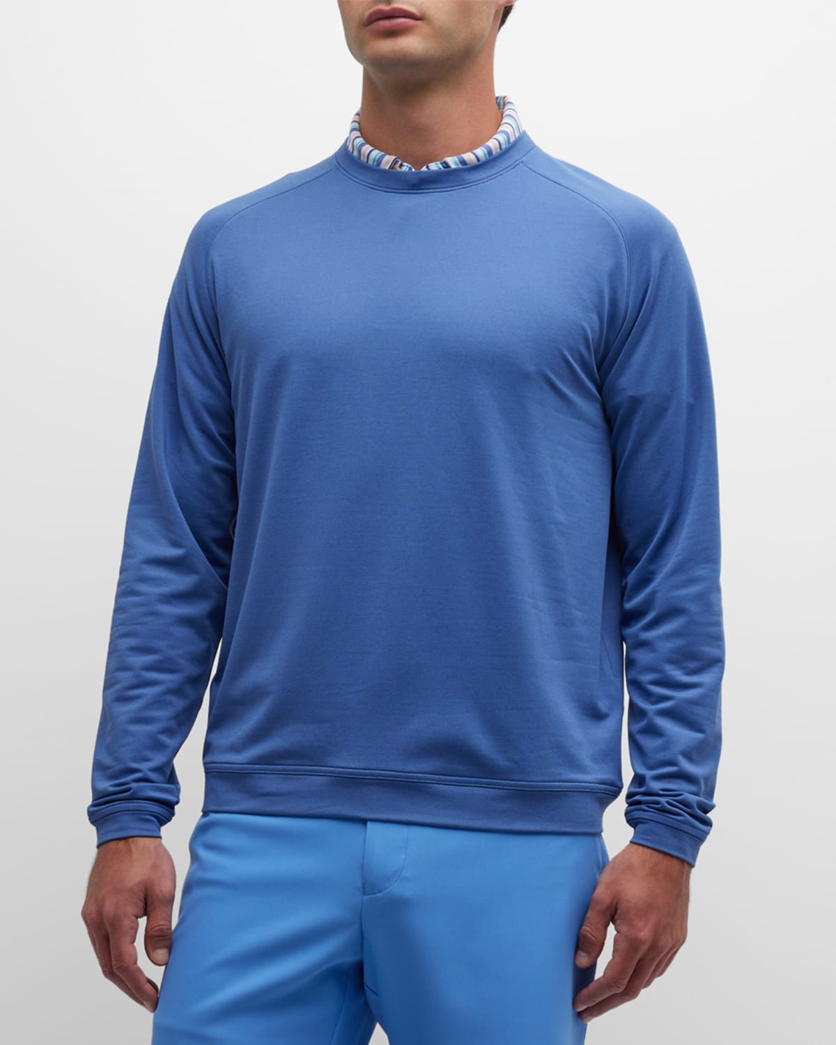 Peter Millar Crown Sport Men's Cradle Performance Crewneck, L / Gale Grey | St. Bernard Clothing