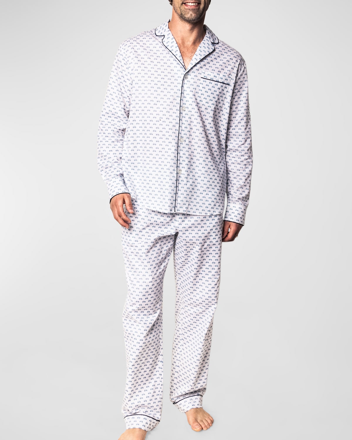 Petite Plume Bicyclette Woven Cotton Pajamas In Blue ModeSens