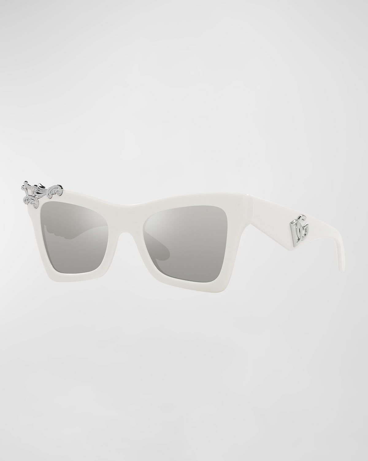 Dolce & Gabbana Dg Embellished Acetate & Plastic Cat-eye Sunglasses In White