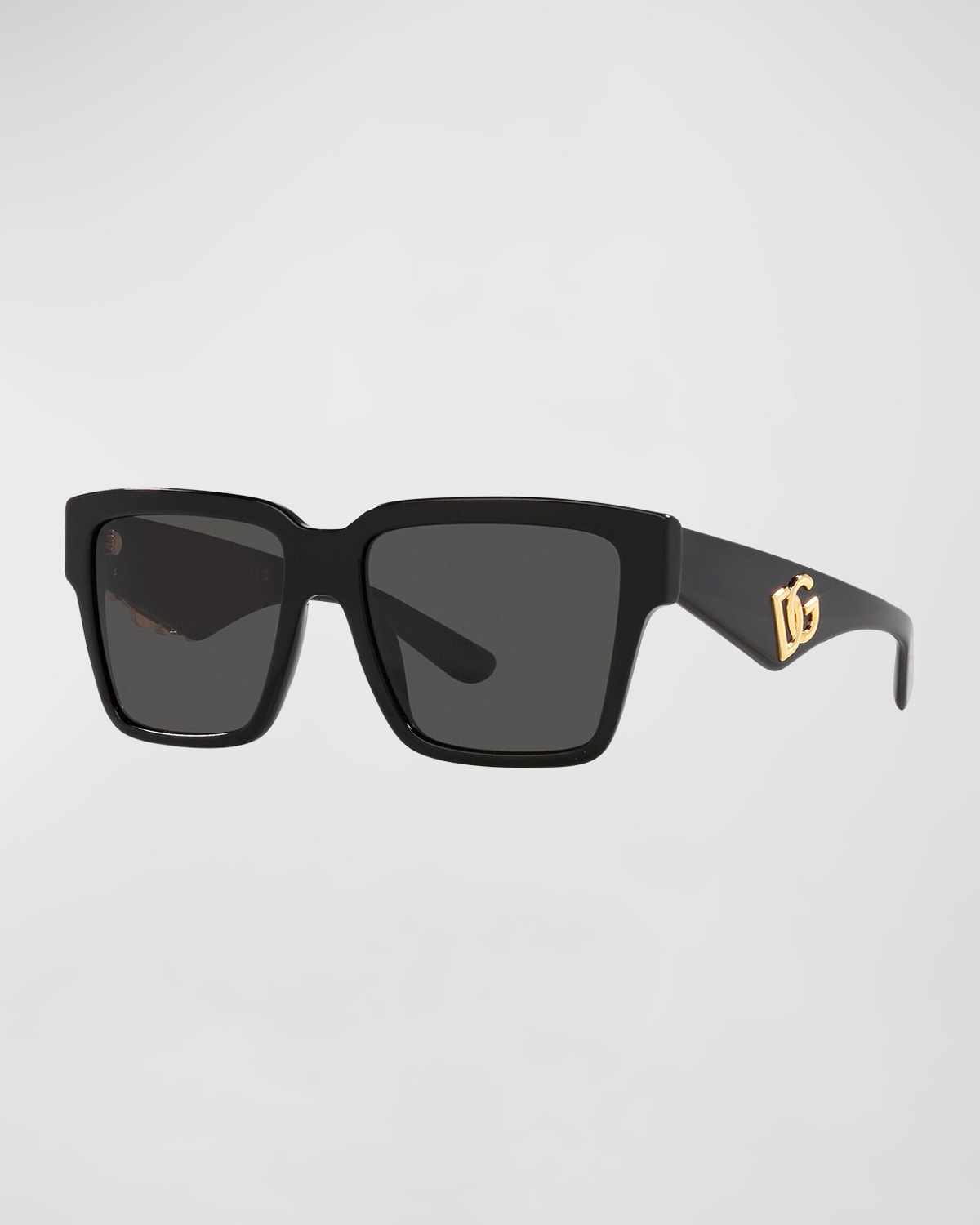 Dolce & Gabbana Dg Logo Square Acetate & Plastic Sunglasses In Black