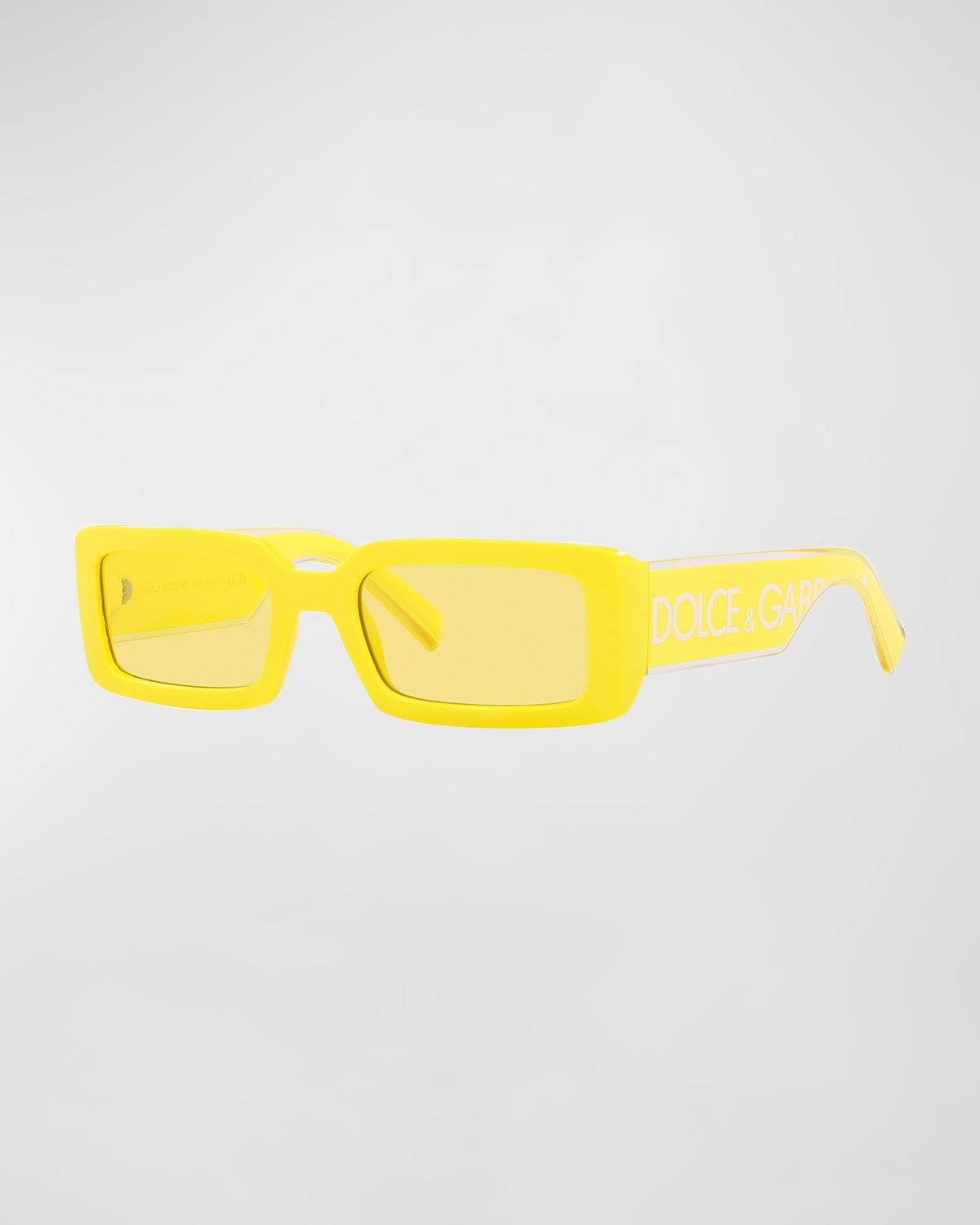 Dolce & Gabbana Graphic Mirrored Plastic Rectangle Sunglasses In Yellow