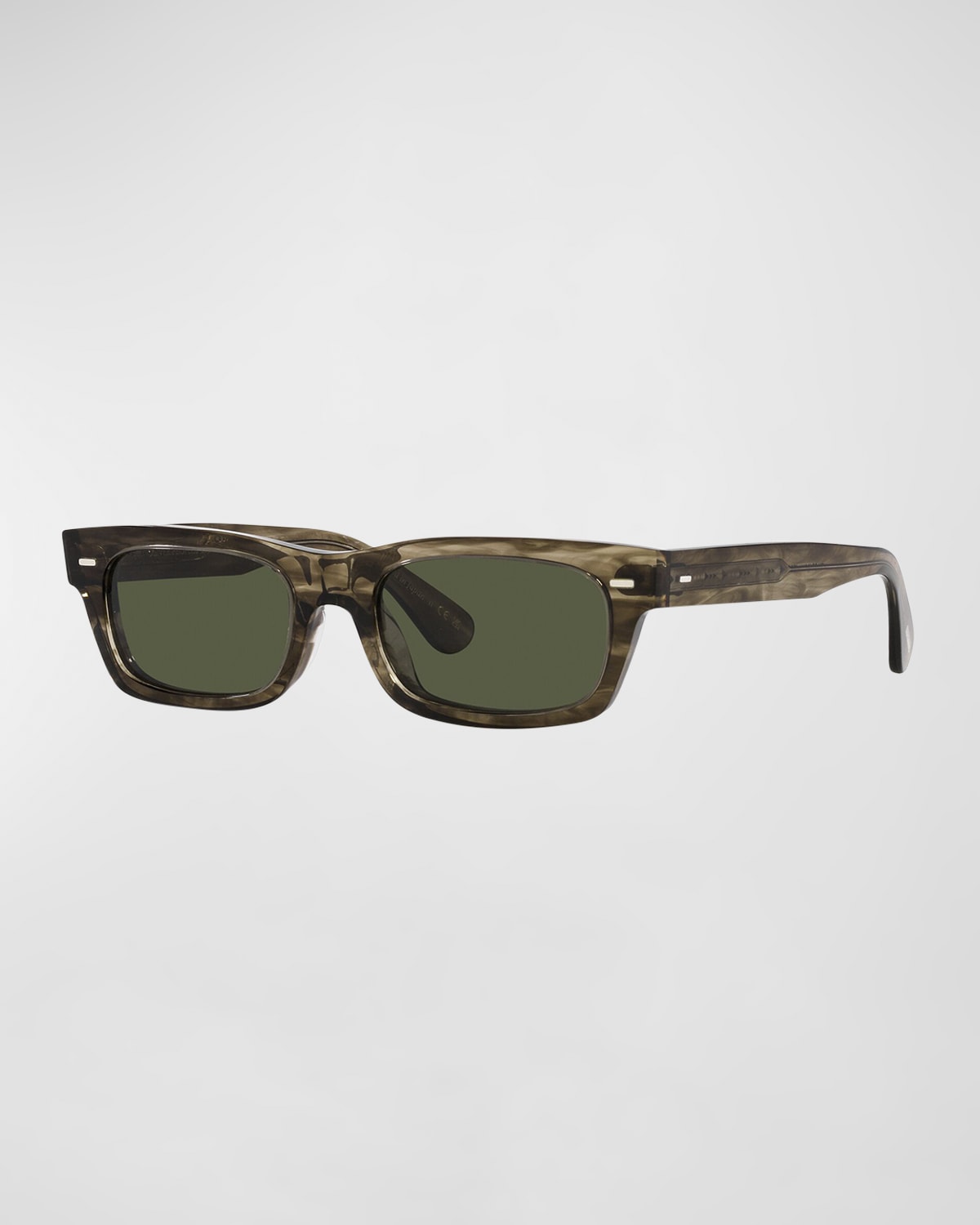 Oliver Peoples Davri Rectangle-frame Sunglasses In Grn Havana