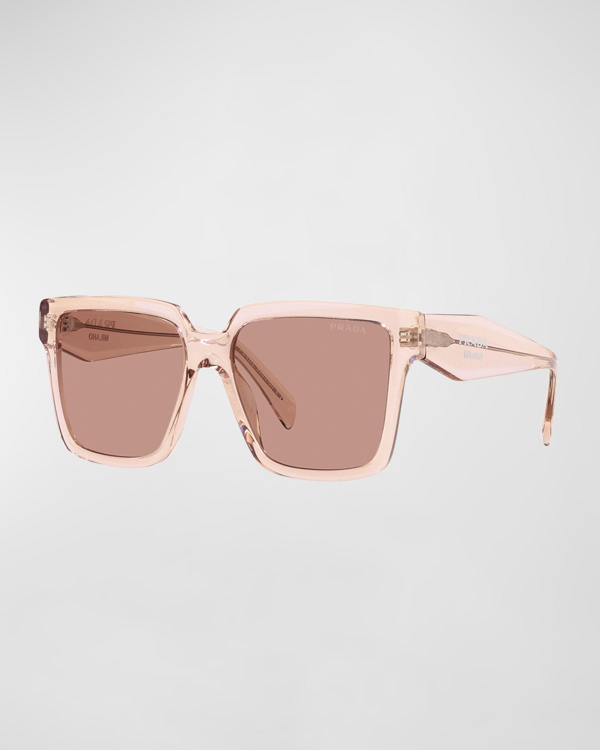 Shop Prada Contrasting Logo Square Acetate & Plastic Sunglasses In Dark Violet
