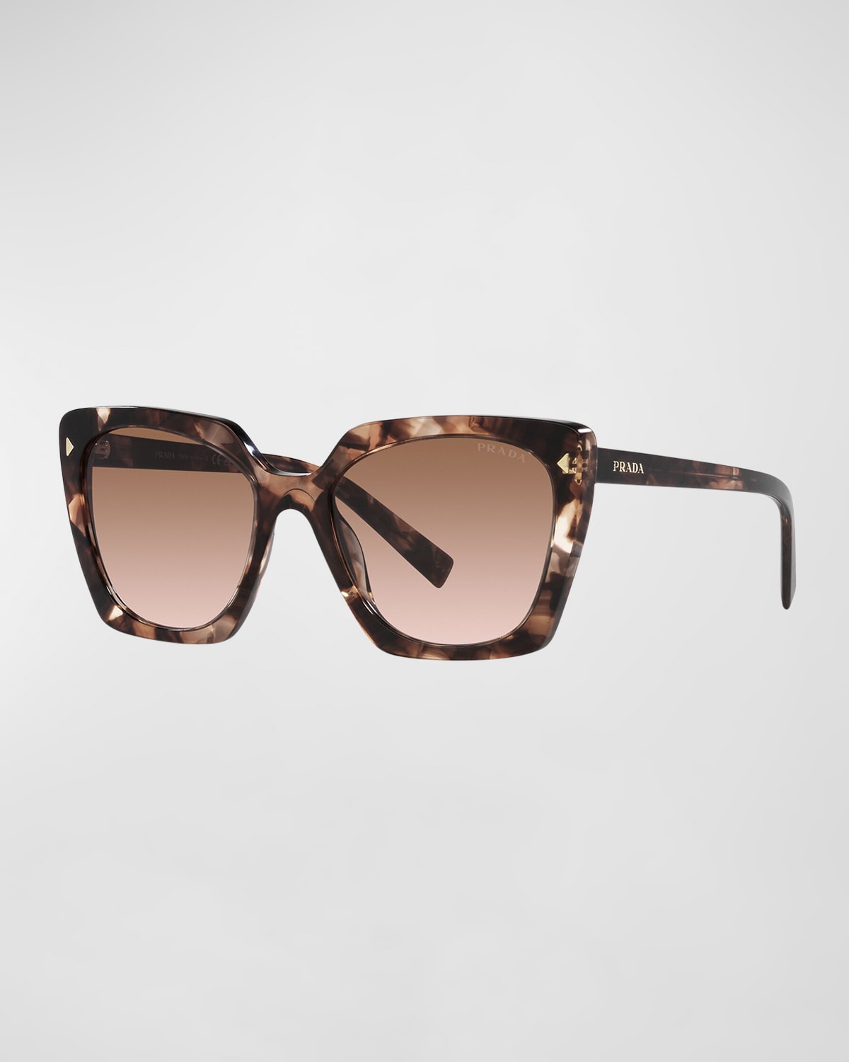 Shop Prada Logo Square Acetate Sunglasses In Caramel
