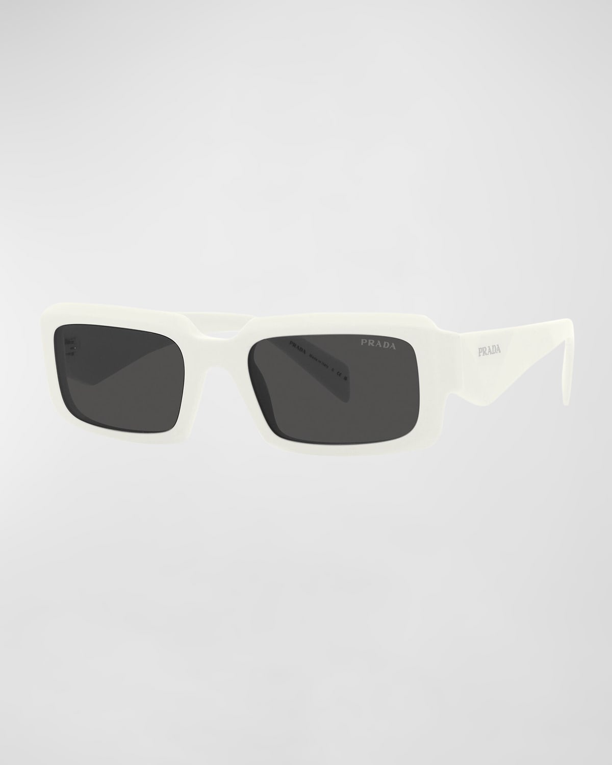Shop Prada Geometric Logo Acetate & Plastic Rectangle Sunglasses In Bone