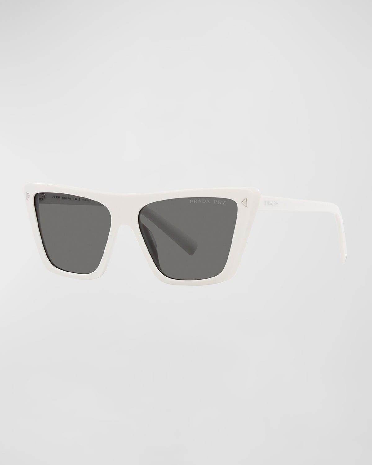 Prada Polarized Logo Acetate Butterfly Sunglasses In Bone