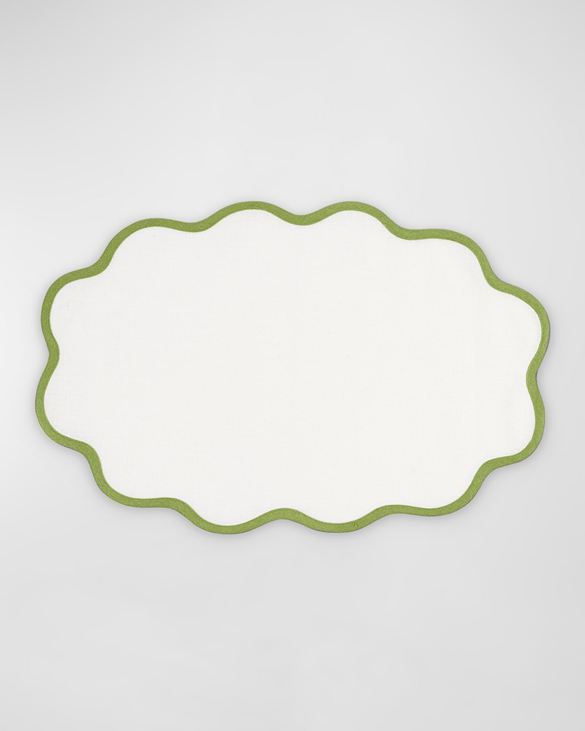 Shop Matouk Scallop Edge Oval Placemats, Set Of 4 In Grass