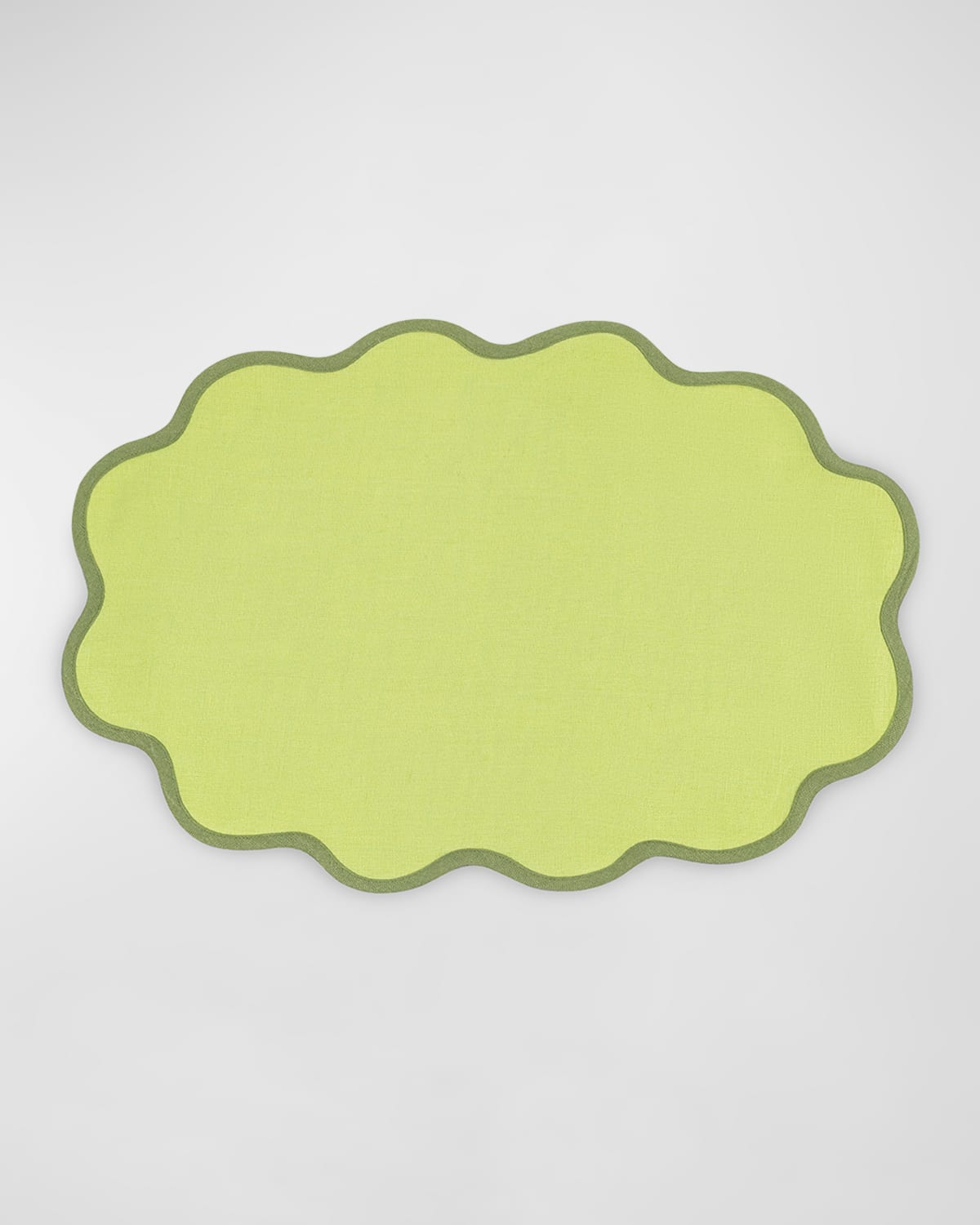 Shop Matouk Scallop Edge Oval Placemats, Set Of 4 In Peridot/grass