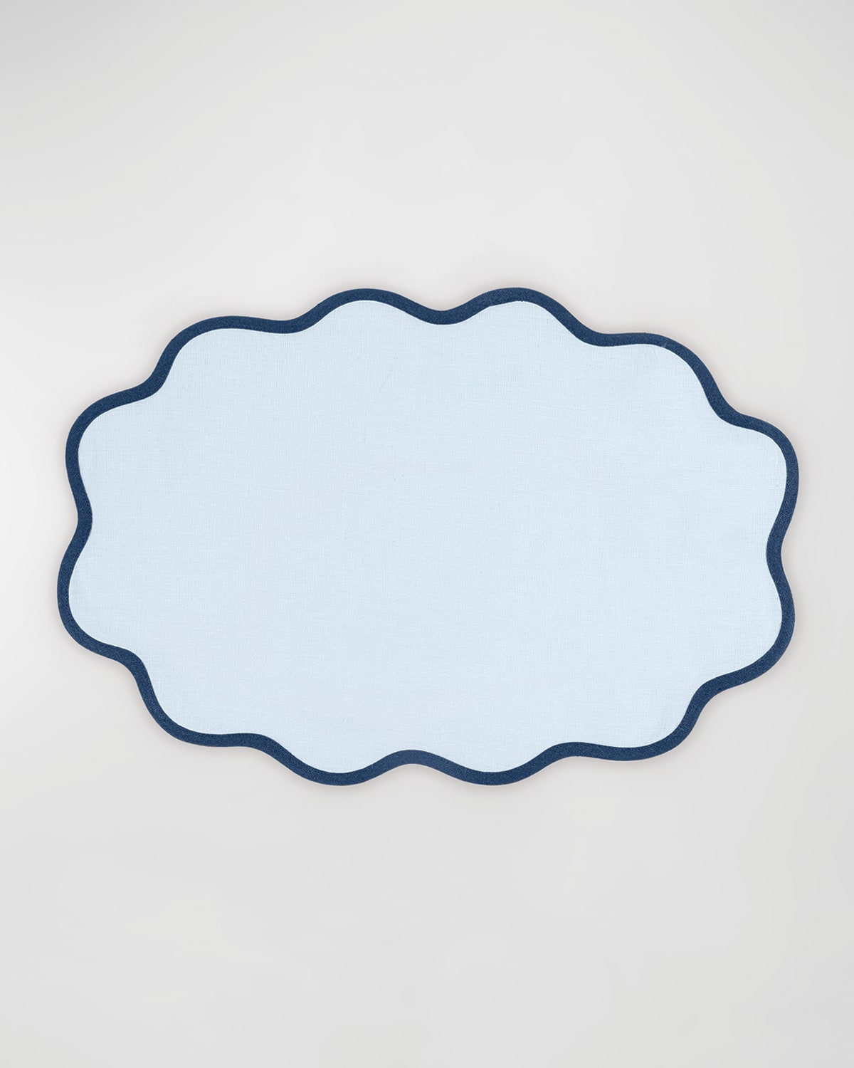 Shop Matouk Scallop Edge Oval Placemats, Set Of 4 In Ice Blue/navy