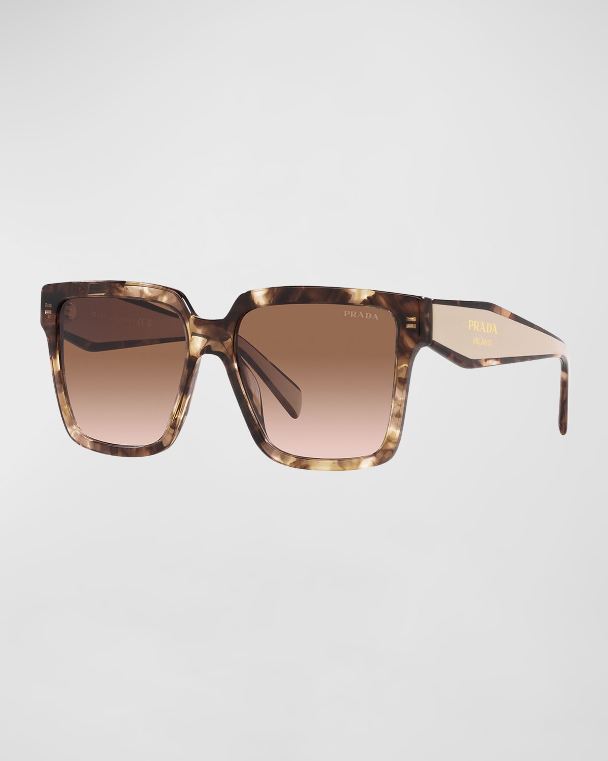 Prada Gradient Square Acetate & Plastic Sunglasses In Brown Tort