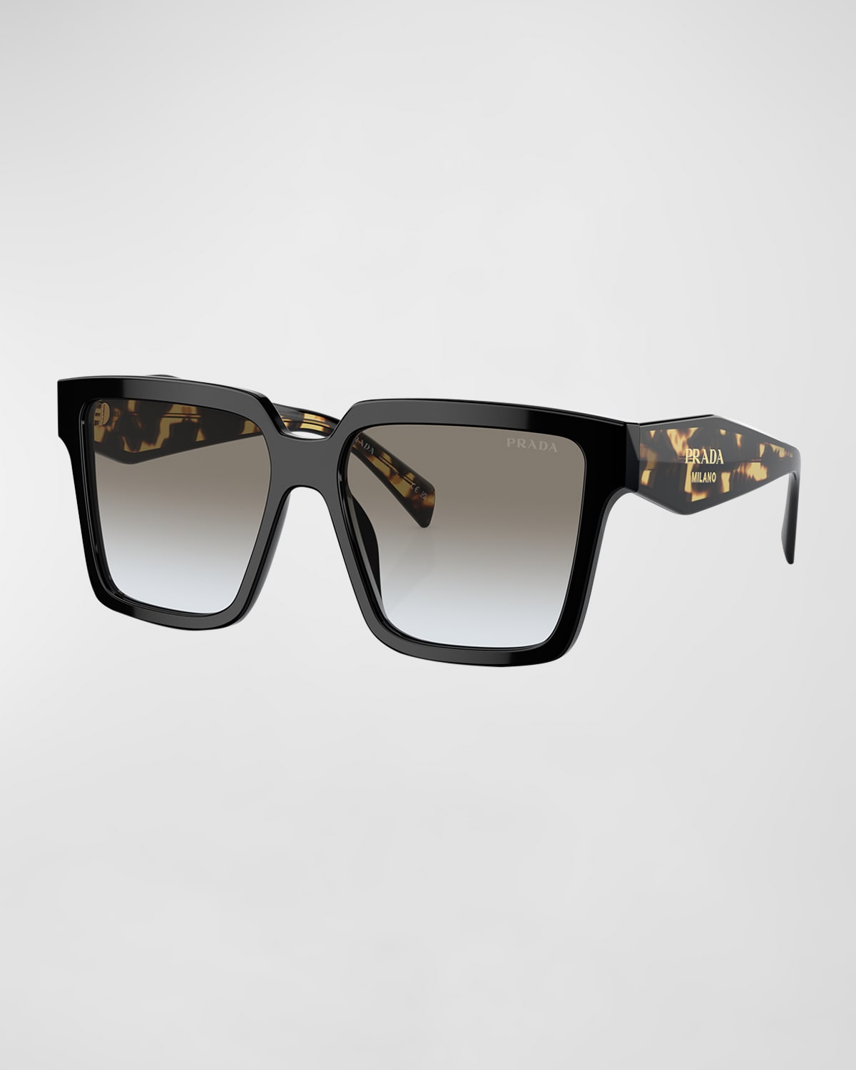 Prada Gradient Square Acetate & Plastic Sunglasses In Black