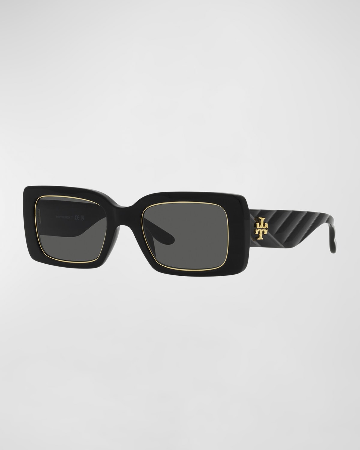 TORY BURCH T-MONOGRAM ACETATE RECTANGLE SUNGLASSES