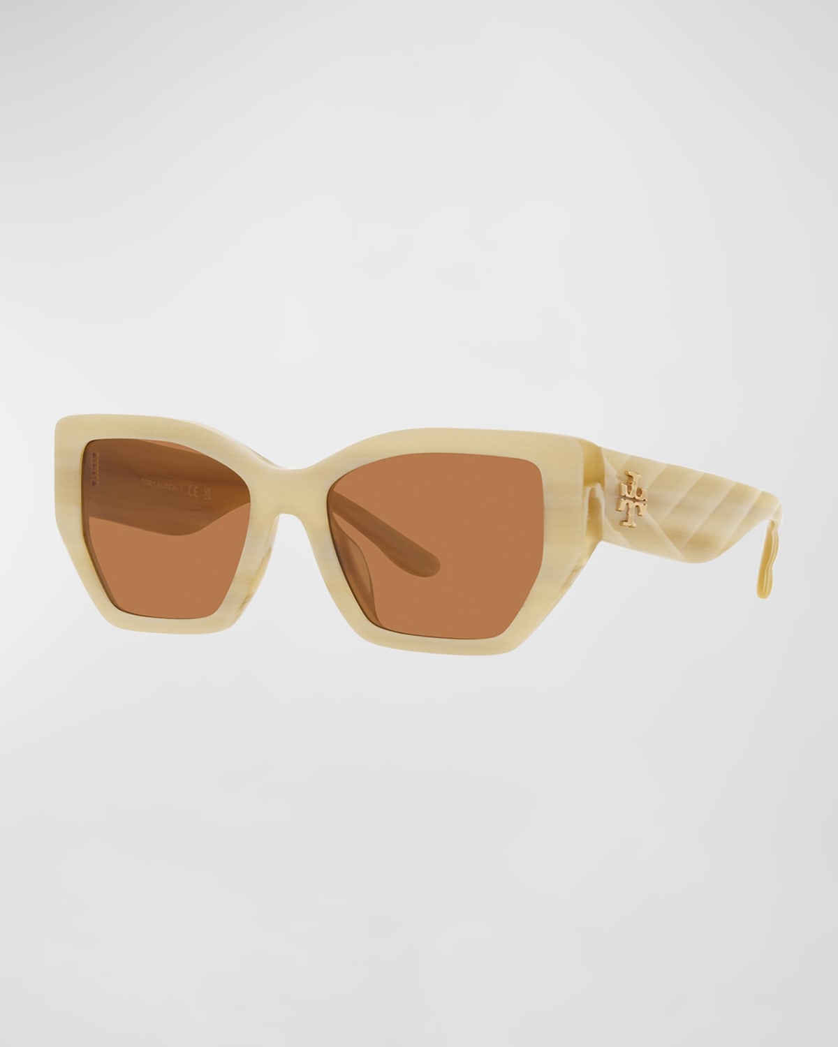 Tory Burch Embossed T-monogram Acetate Cat-eye Sunglasses In Ivory |  ModeSens